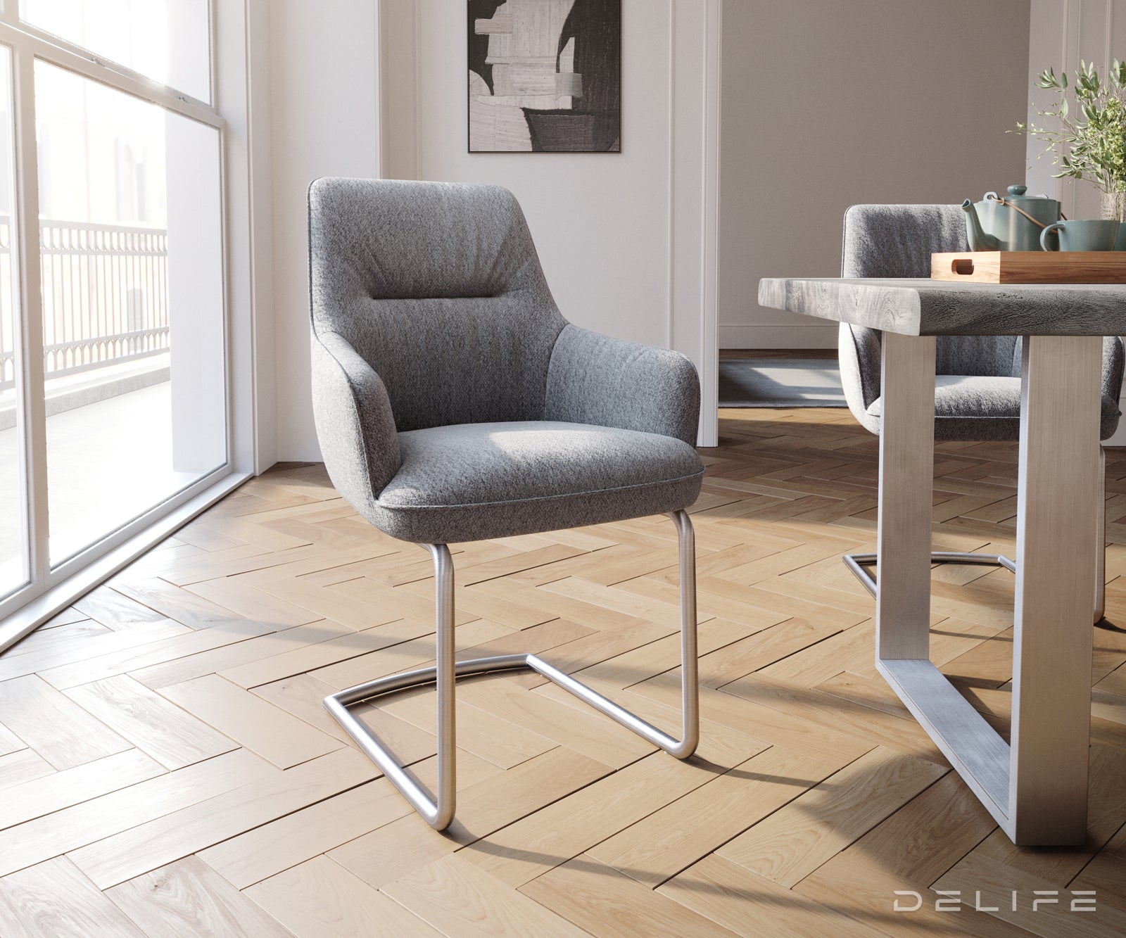 Blagovaonska stolica Zelia, Materijal: Strukturirana tkanina