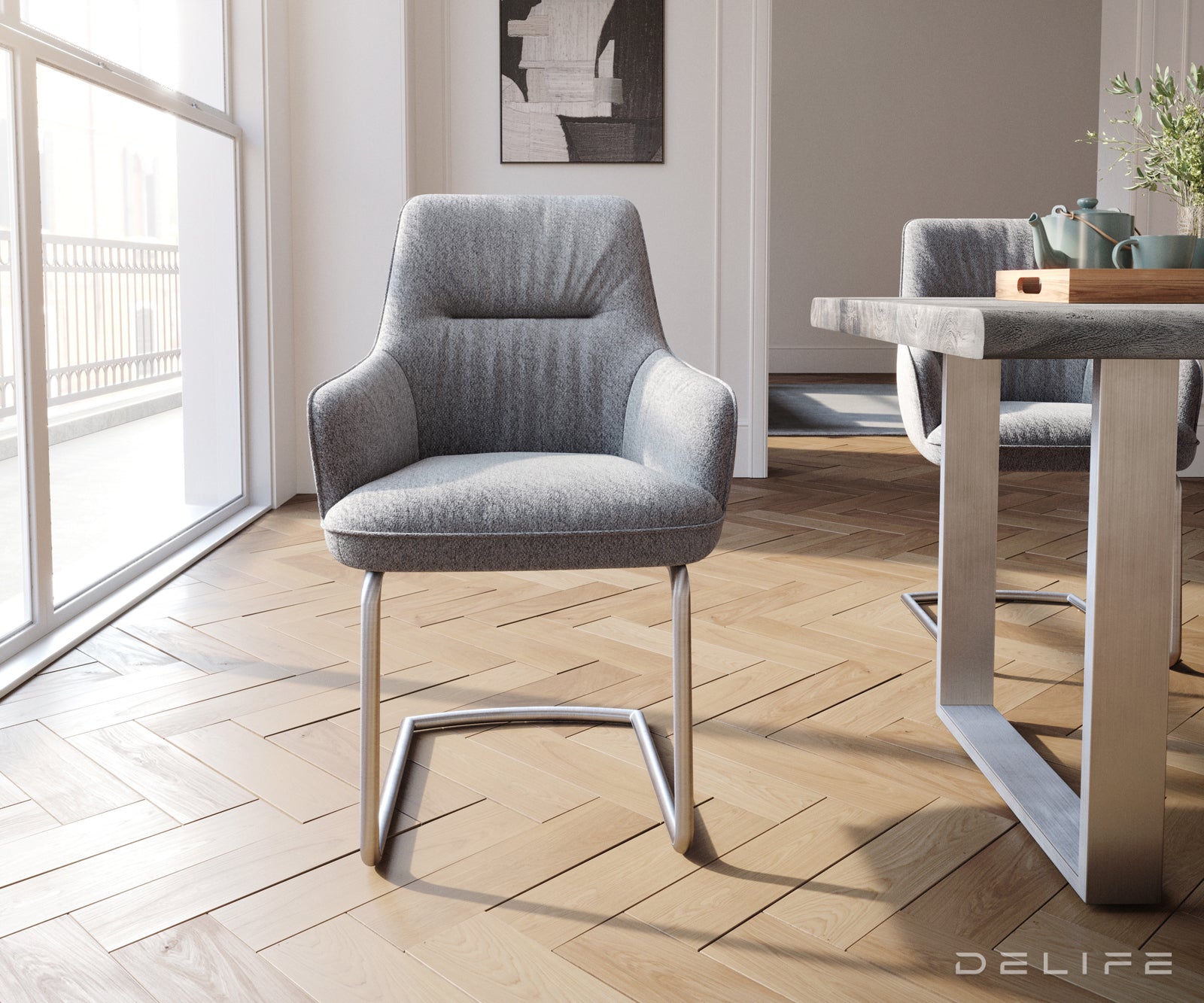 Blagovaonska stolica Zelia, Materijal: Strukturirana tkanina