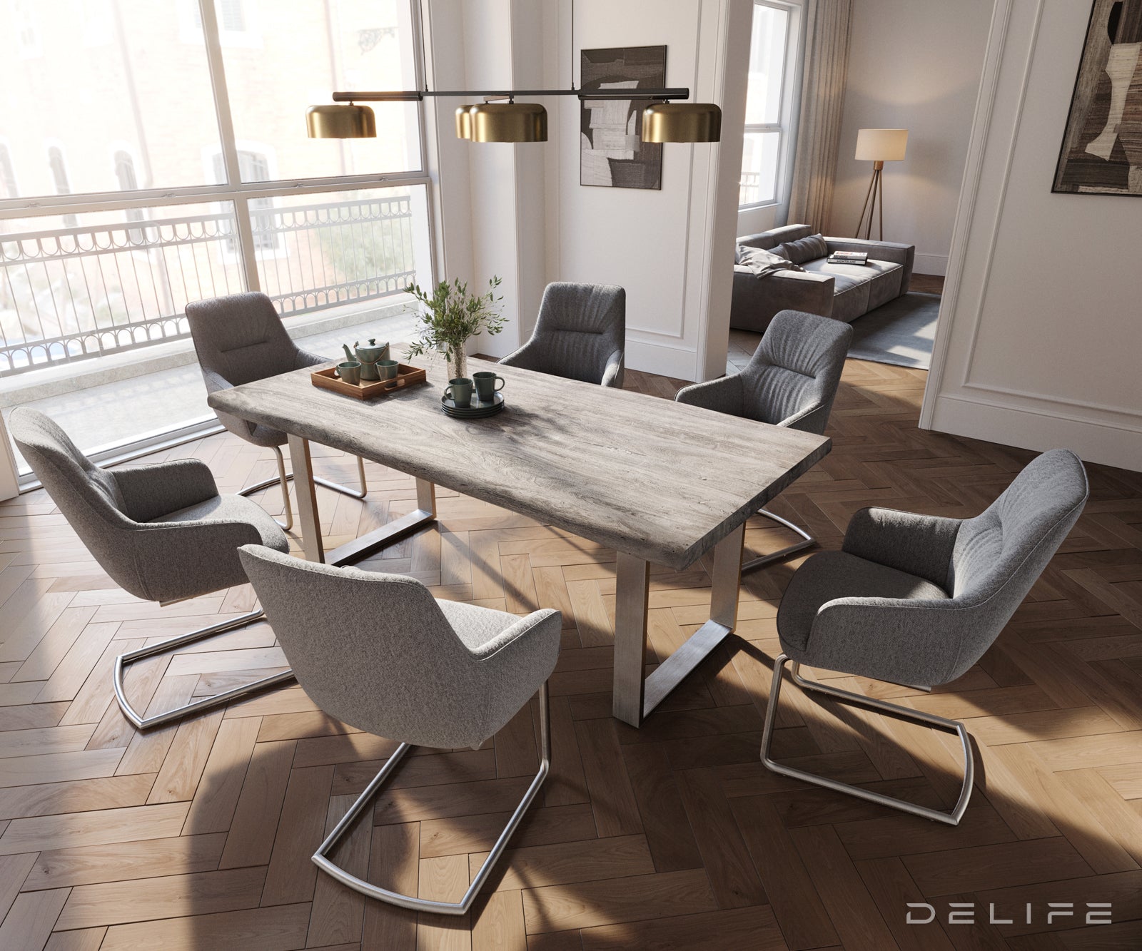 Blagovaonska stolica Zelia, Materijal: Strukturirana tkanina