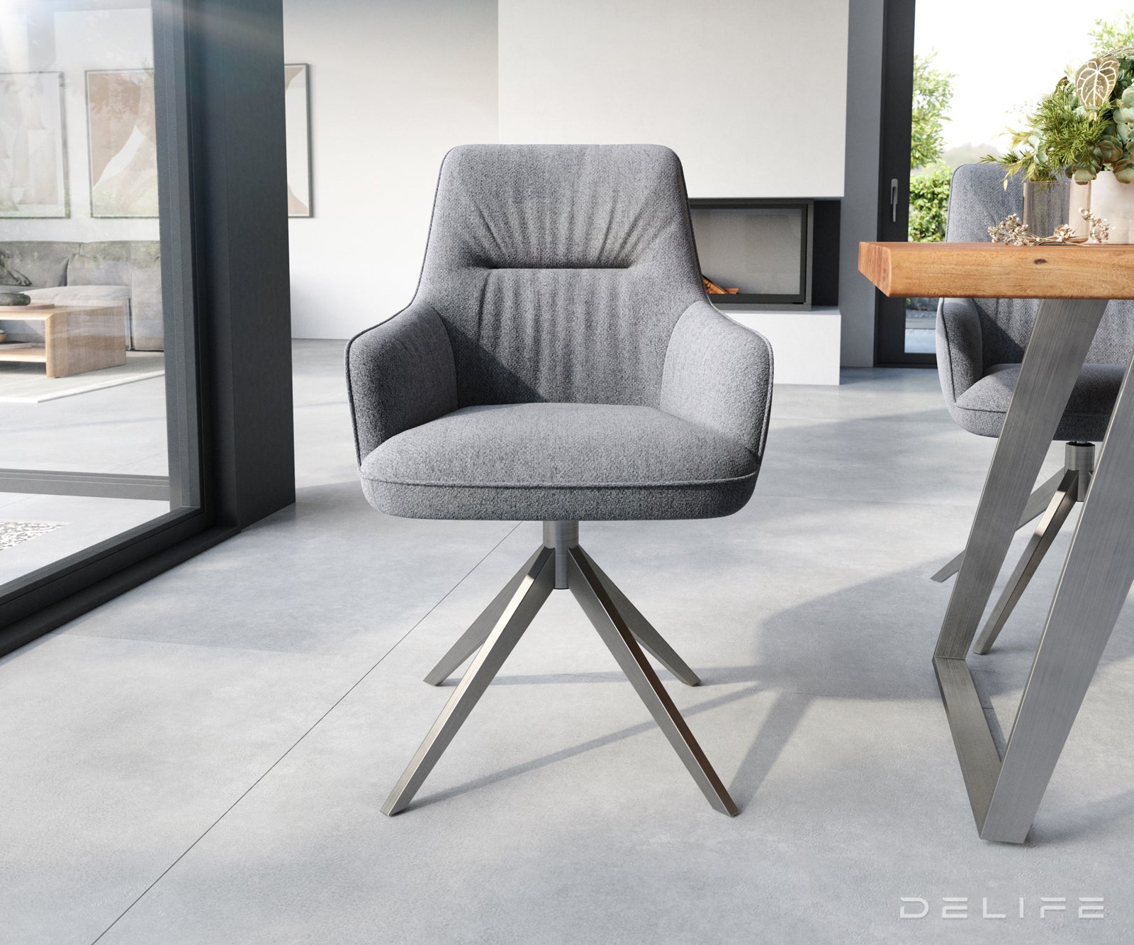 Blagovaonska stolica Zelia, Materijal: Strukturirana tkanina