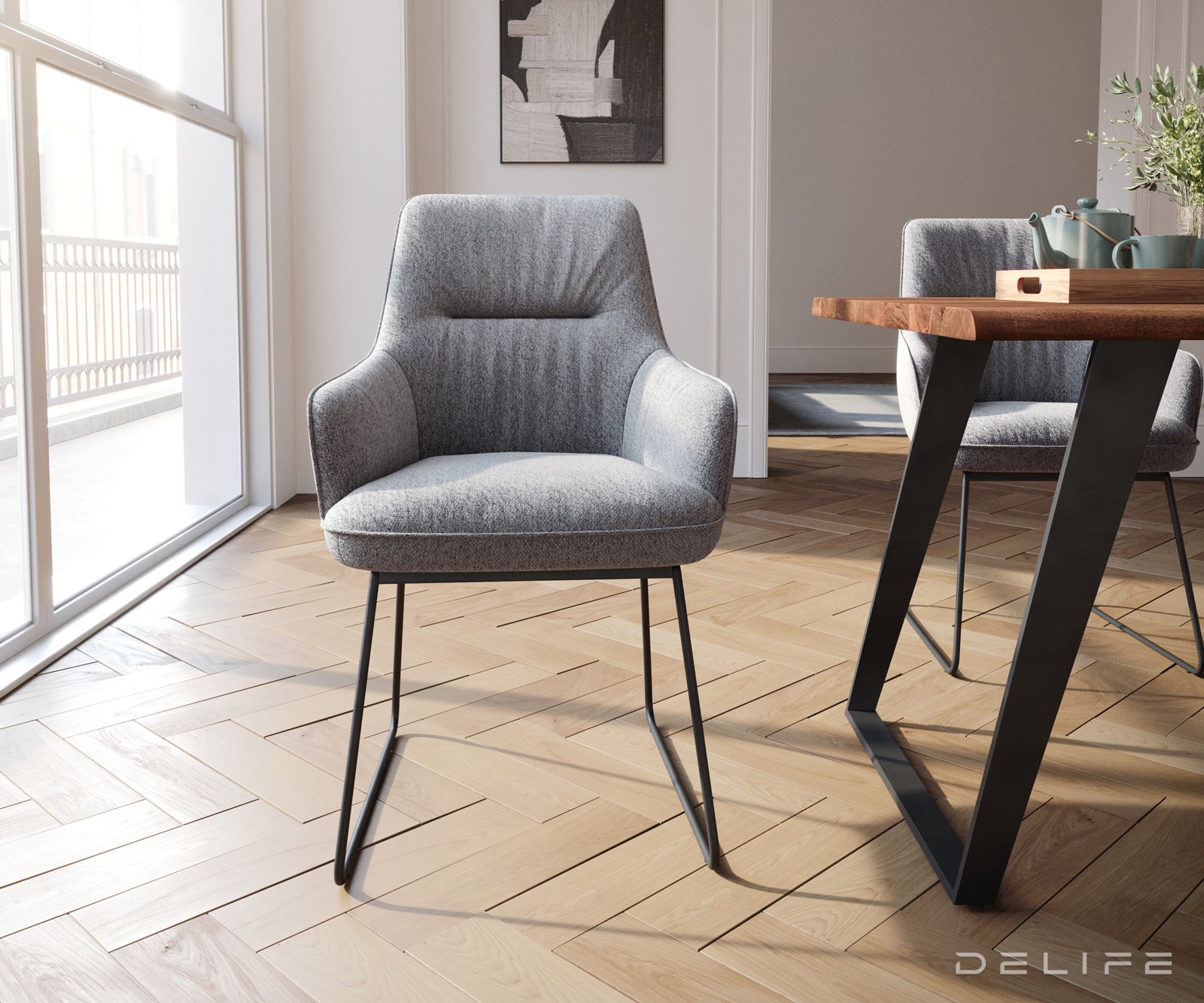 Blagovaonska stolica Zelia, Materijal: Strukturirana tkanina