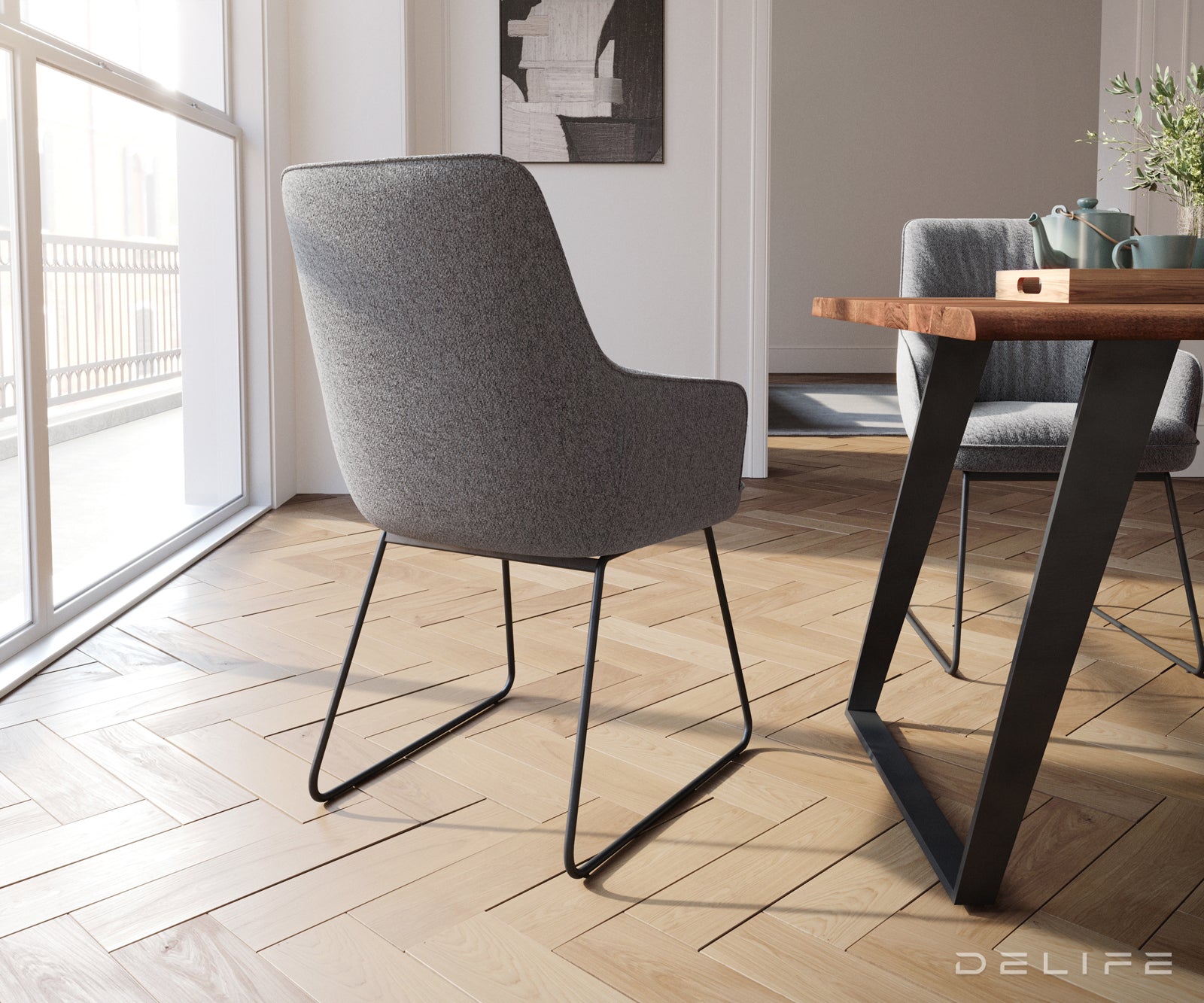 Blagovaonska stolica Zelia, Materijal: Strukturirana tkanina