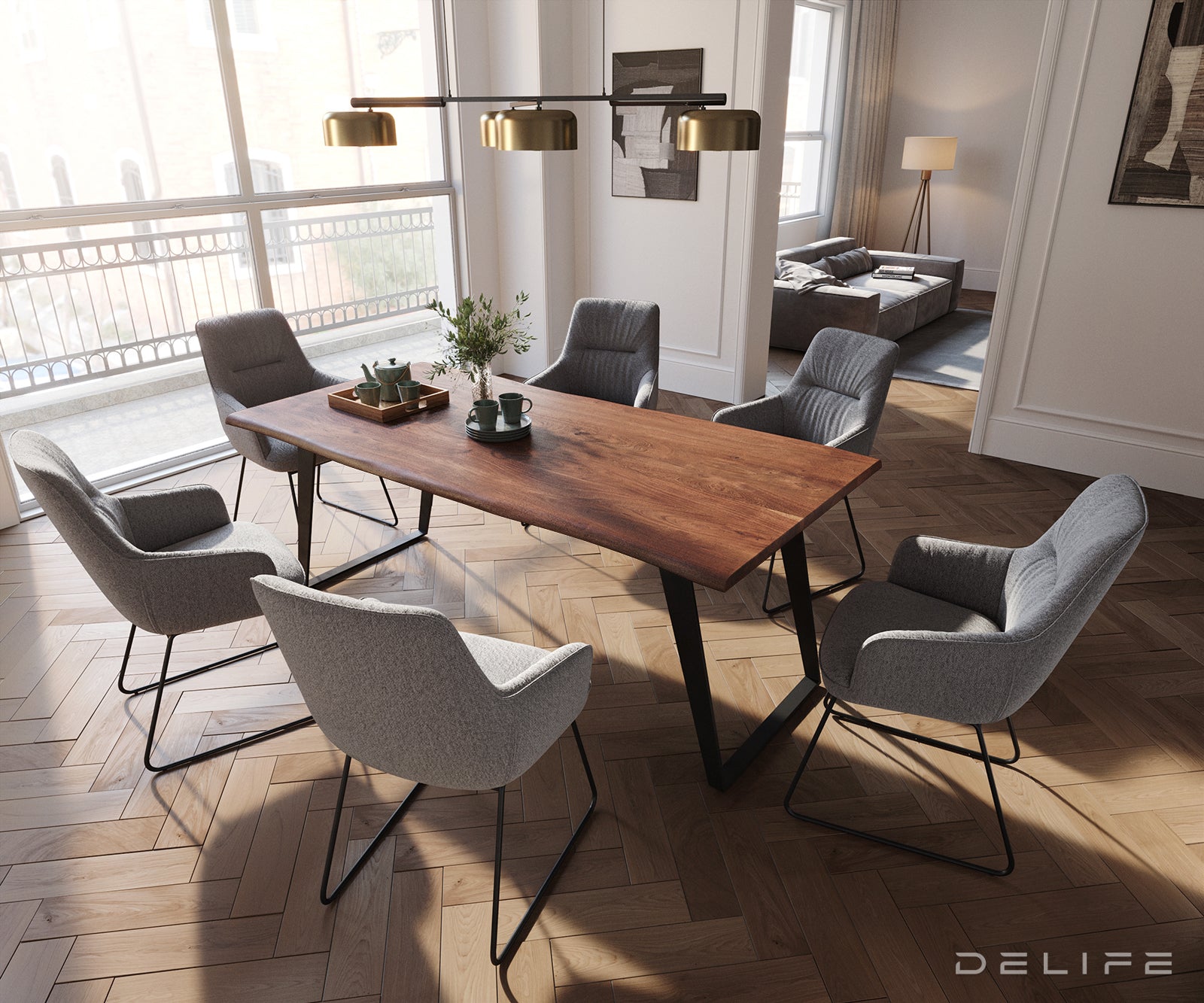 Blagovaonska stolica Zelia, Materijal: Strukturirana tkanina