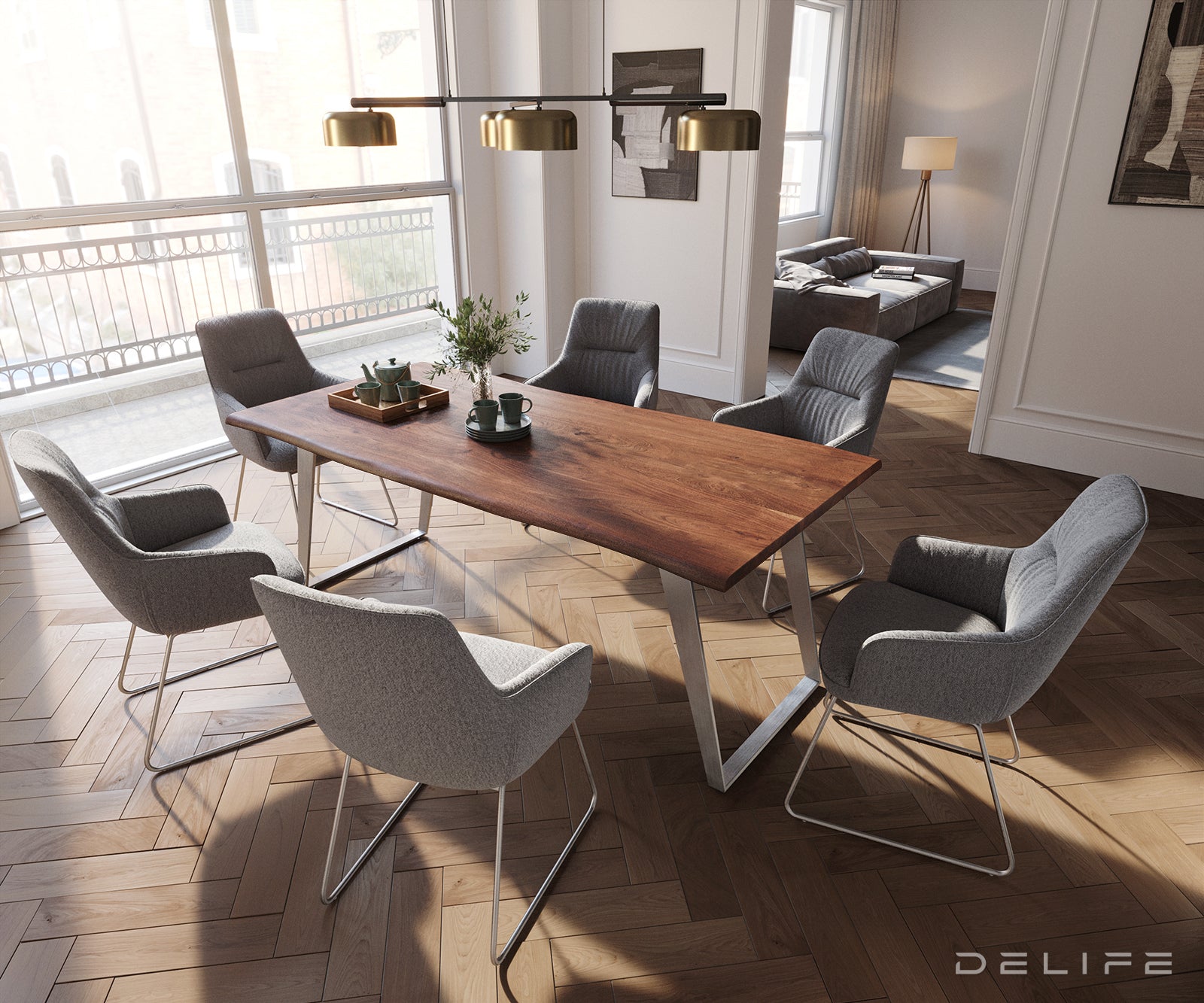 Blagovaonska stolica Zelia, Materijal: Strukturirana tkanina