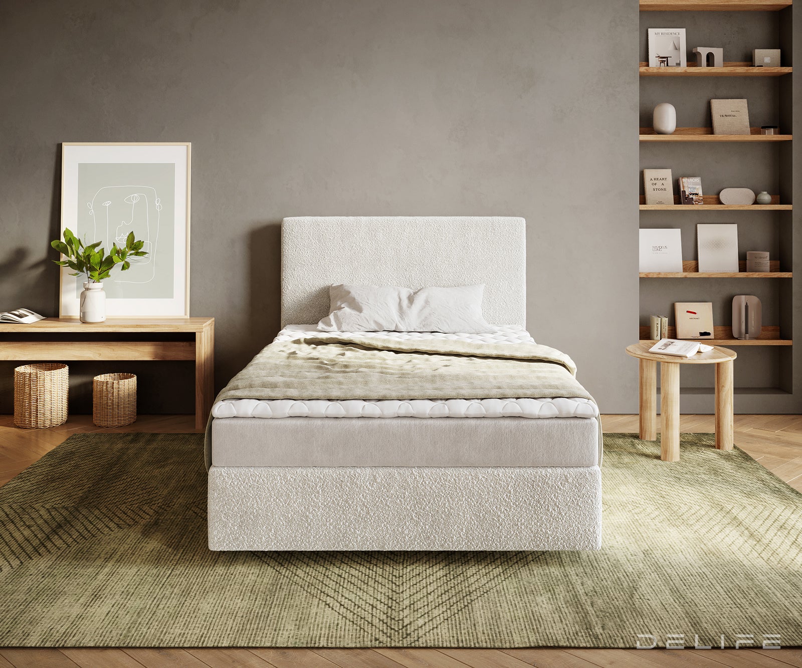 Box spring krevet Dream-Well, Materijal: Boucle