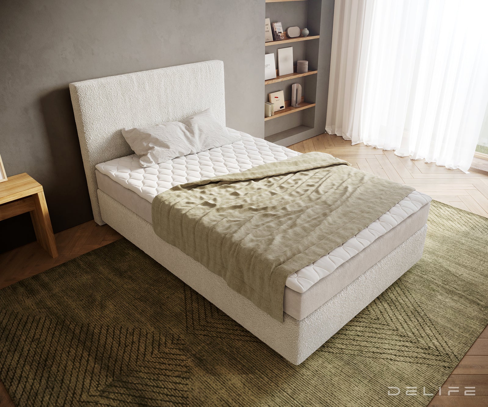Box spring krevet Dream-Well, Materijal: Boucle