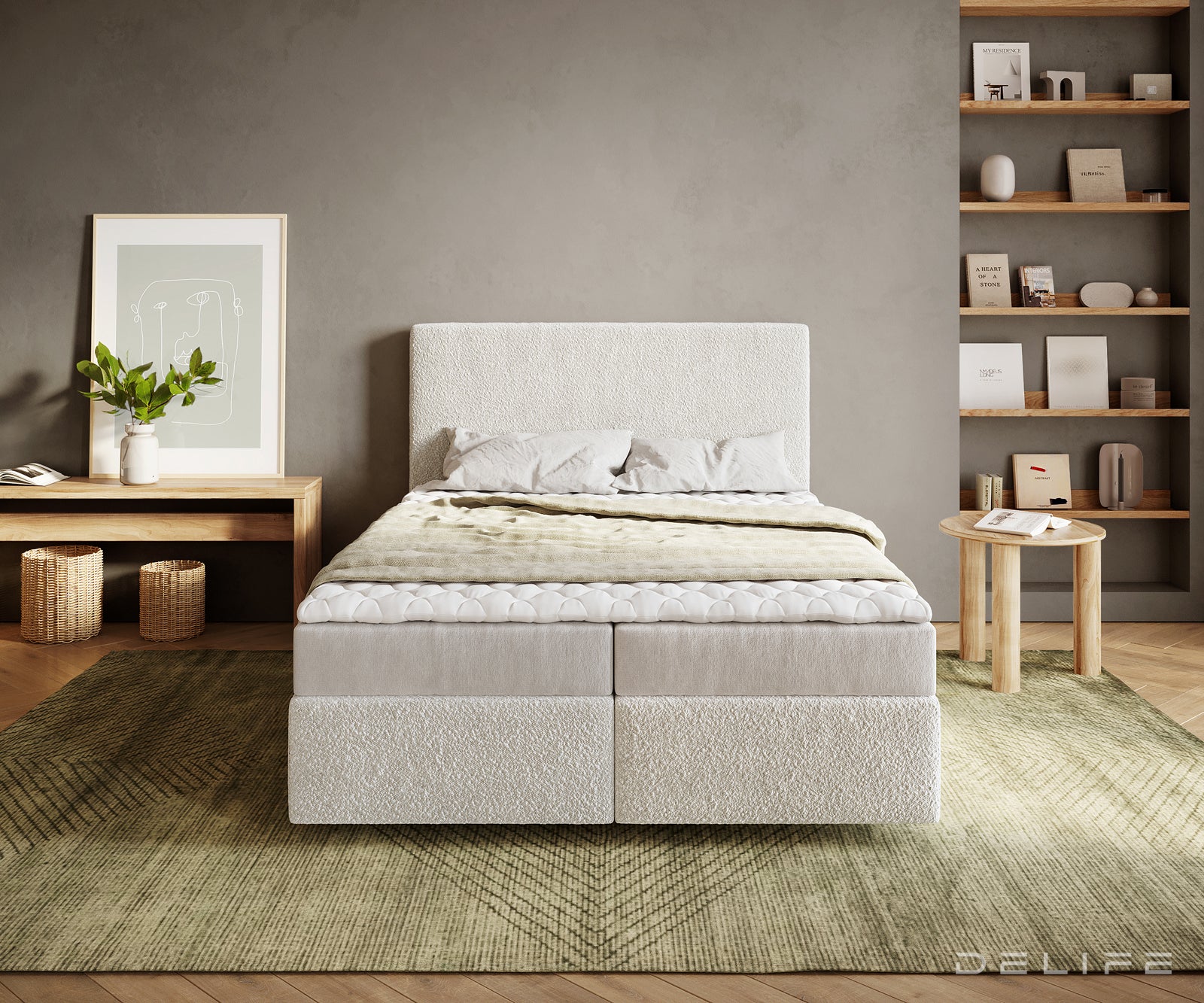 Box spring krevet Dream-Well, Materijal: Boucle