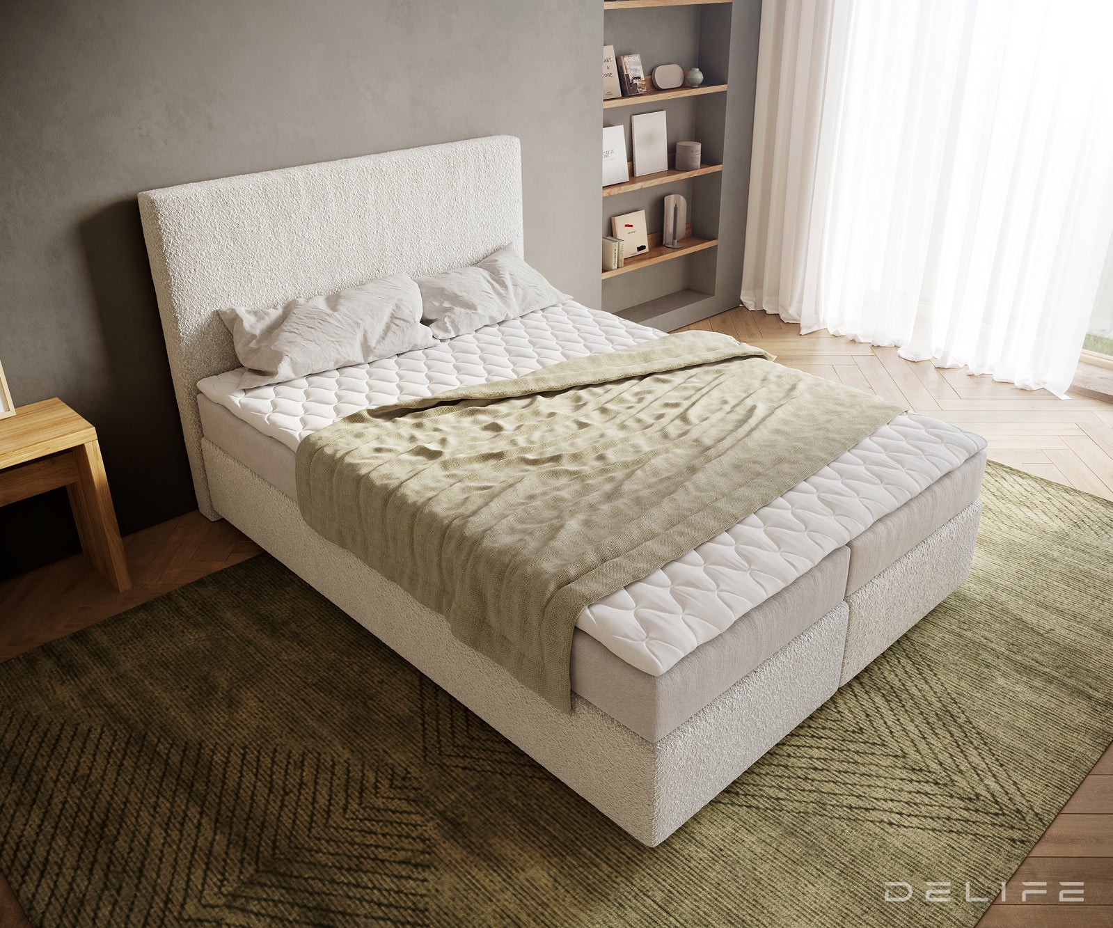 Box spring krevet Dream-Well, Materijal: Boucle