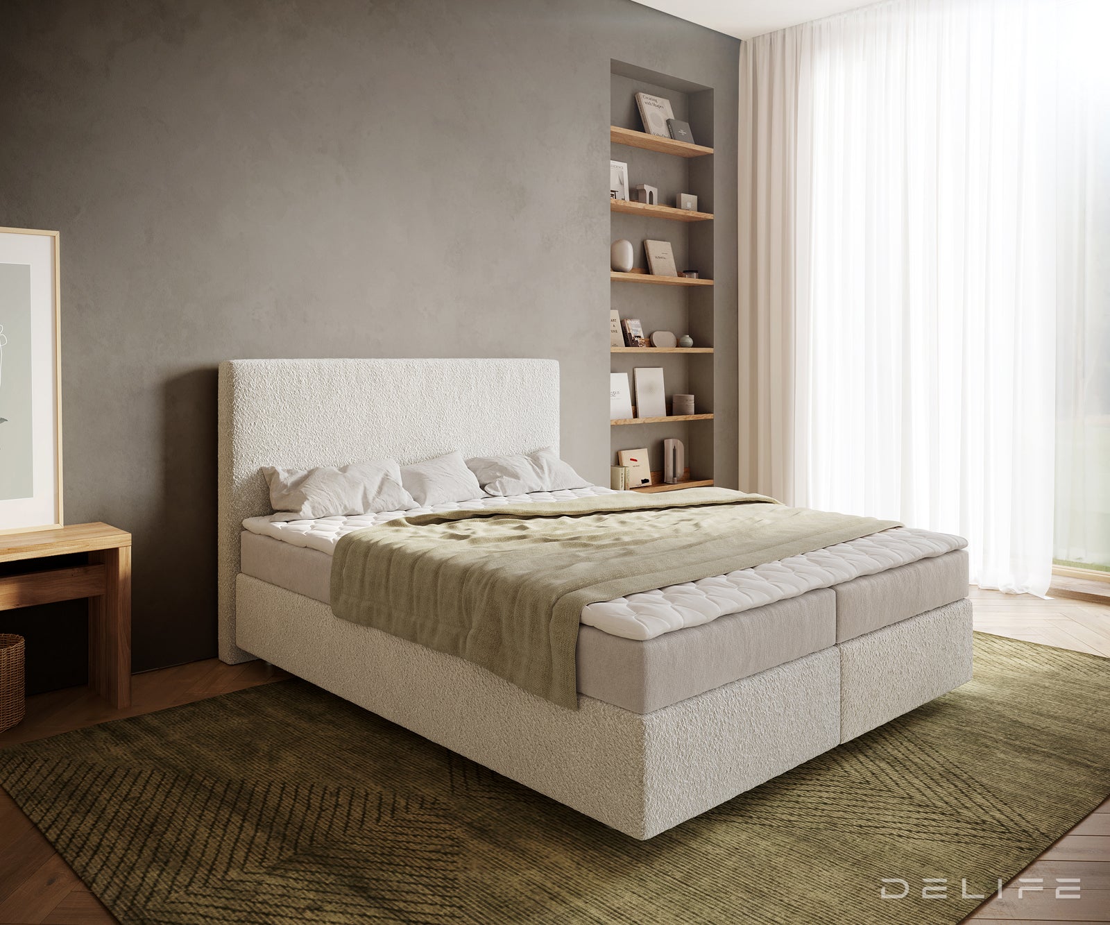 Box spring krevet Dream-Well, Materijal: Boucle