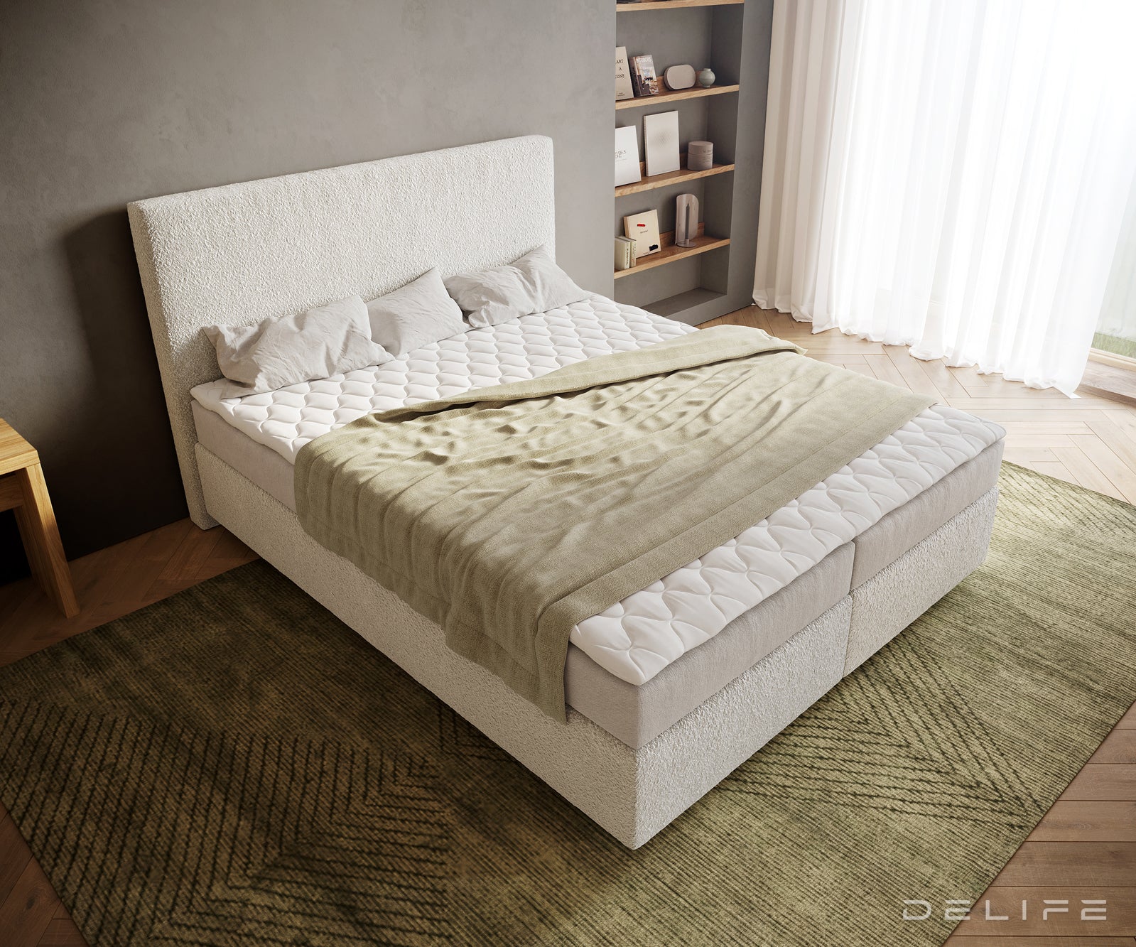 Box spring krevet Dream-Well, Materijal: Boucle