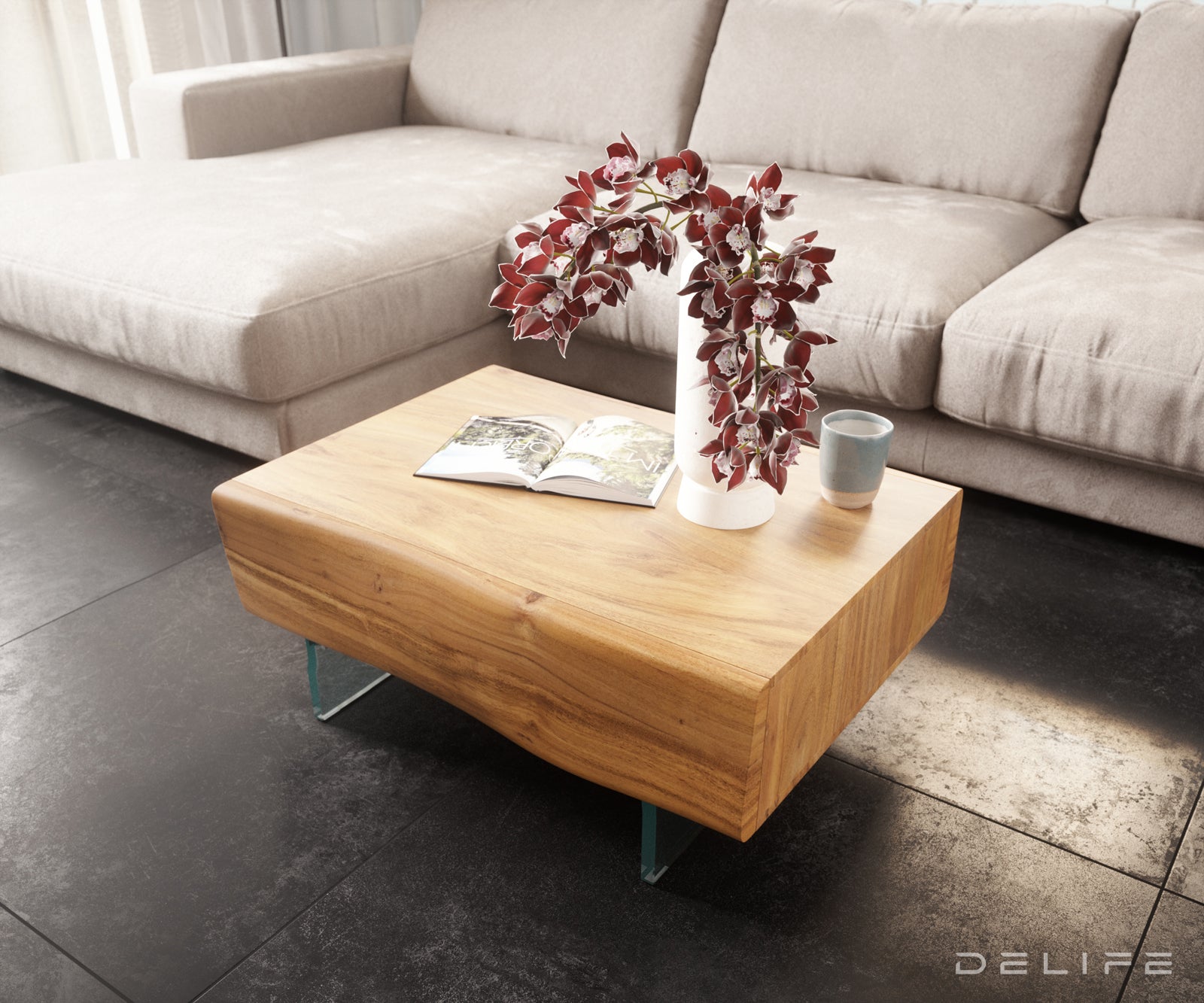 Klub stolić New Live-Edge, Materijal: Bagrem