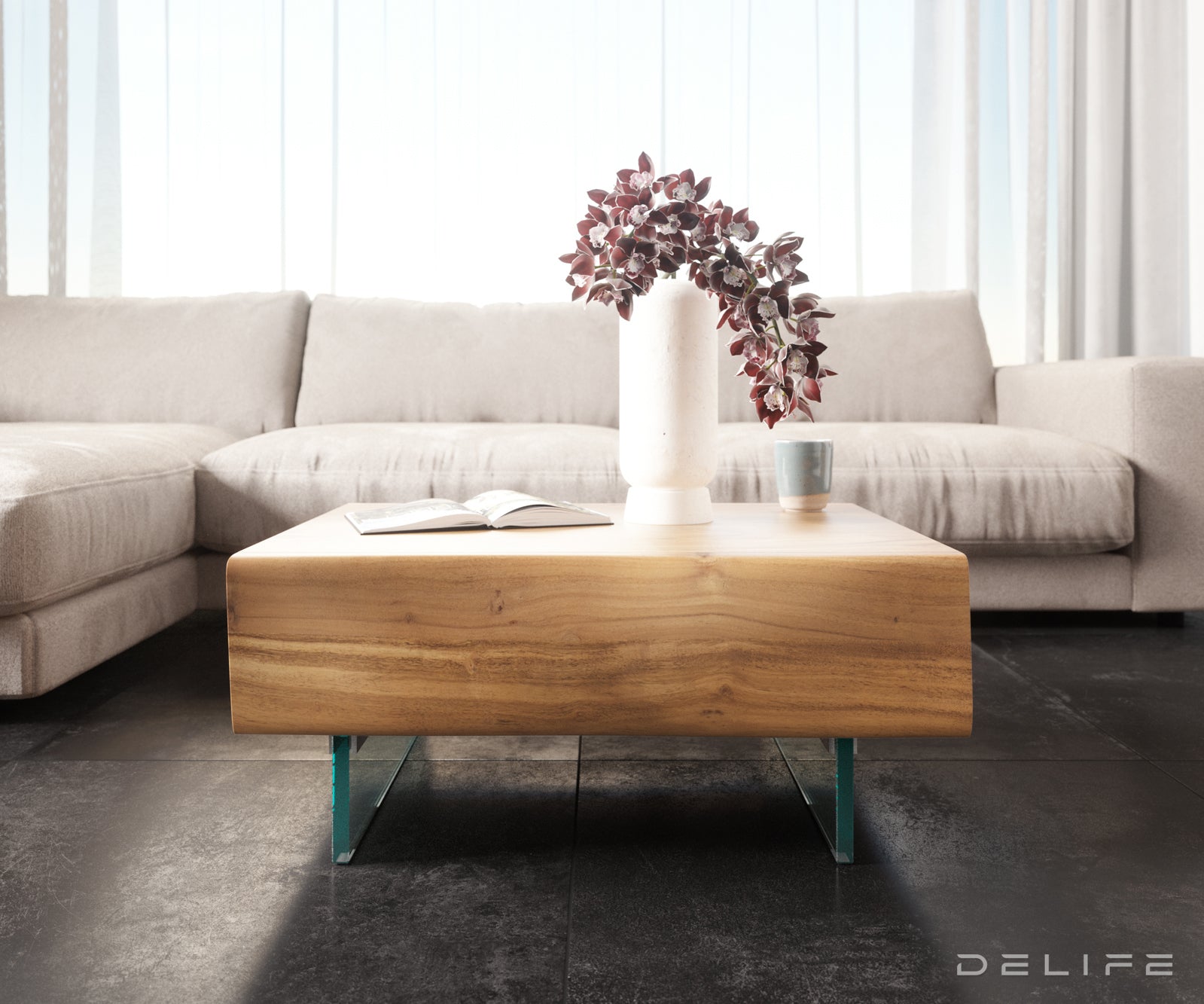 Klub stolić New Live-Edge, Materijal: Bagrem