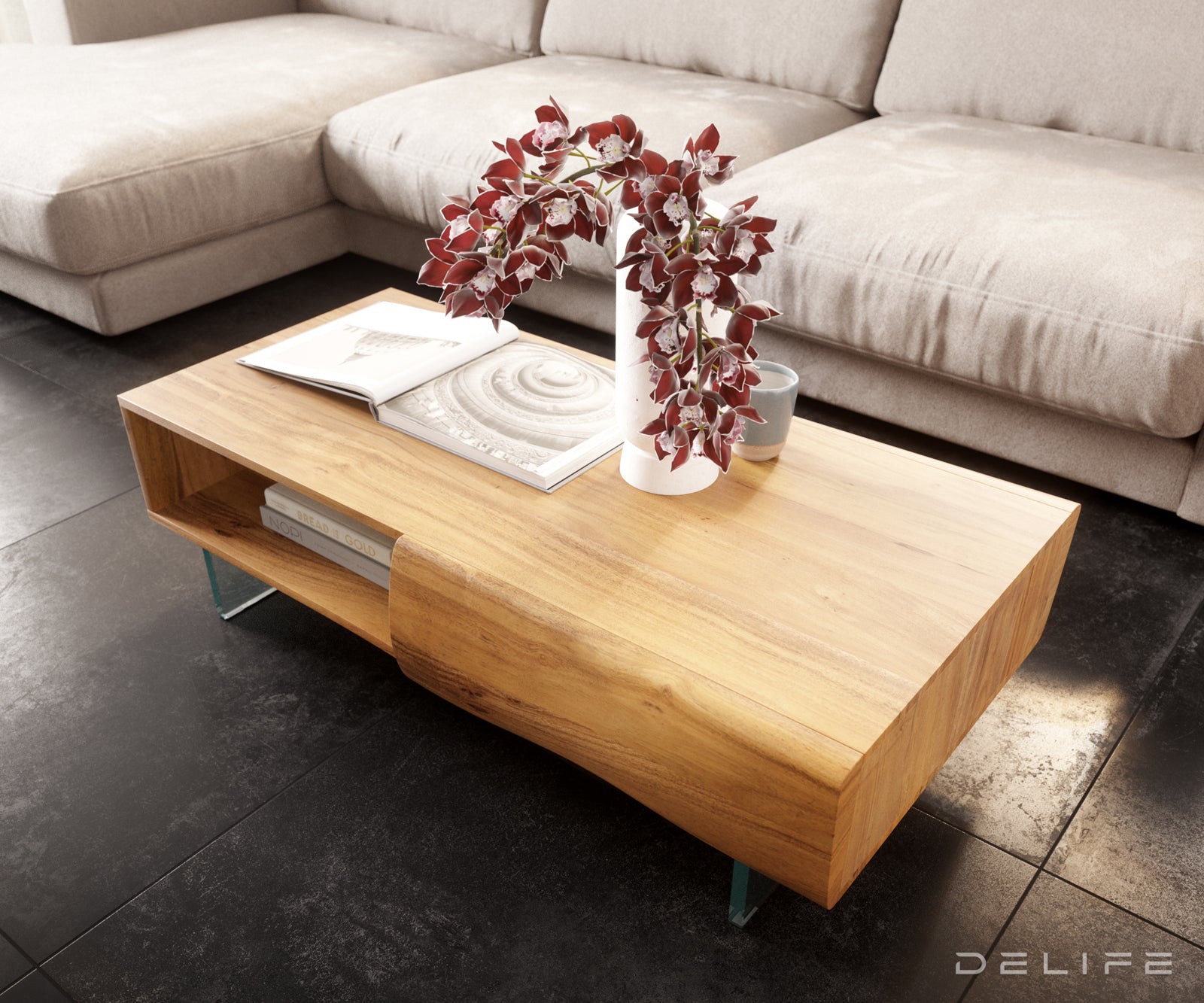 Klub stolić New Live-Edge, Materijal: Bagrem