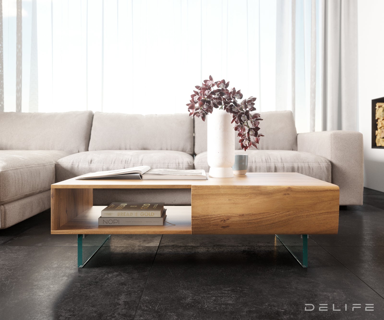 Klub stolić New Live-Edge, Materijal: Bagrem