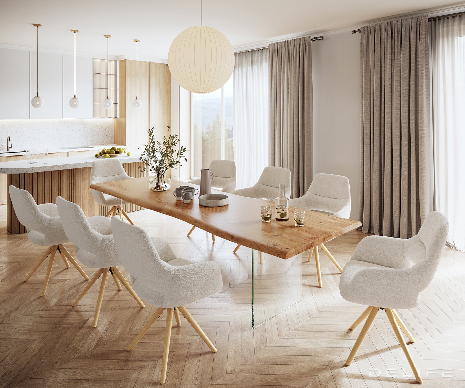 Blagovaonski stol Edge, Materijal: Bagrem, Debljina ploče: 5,5cm