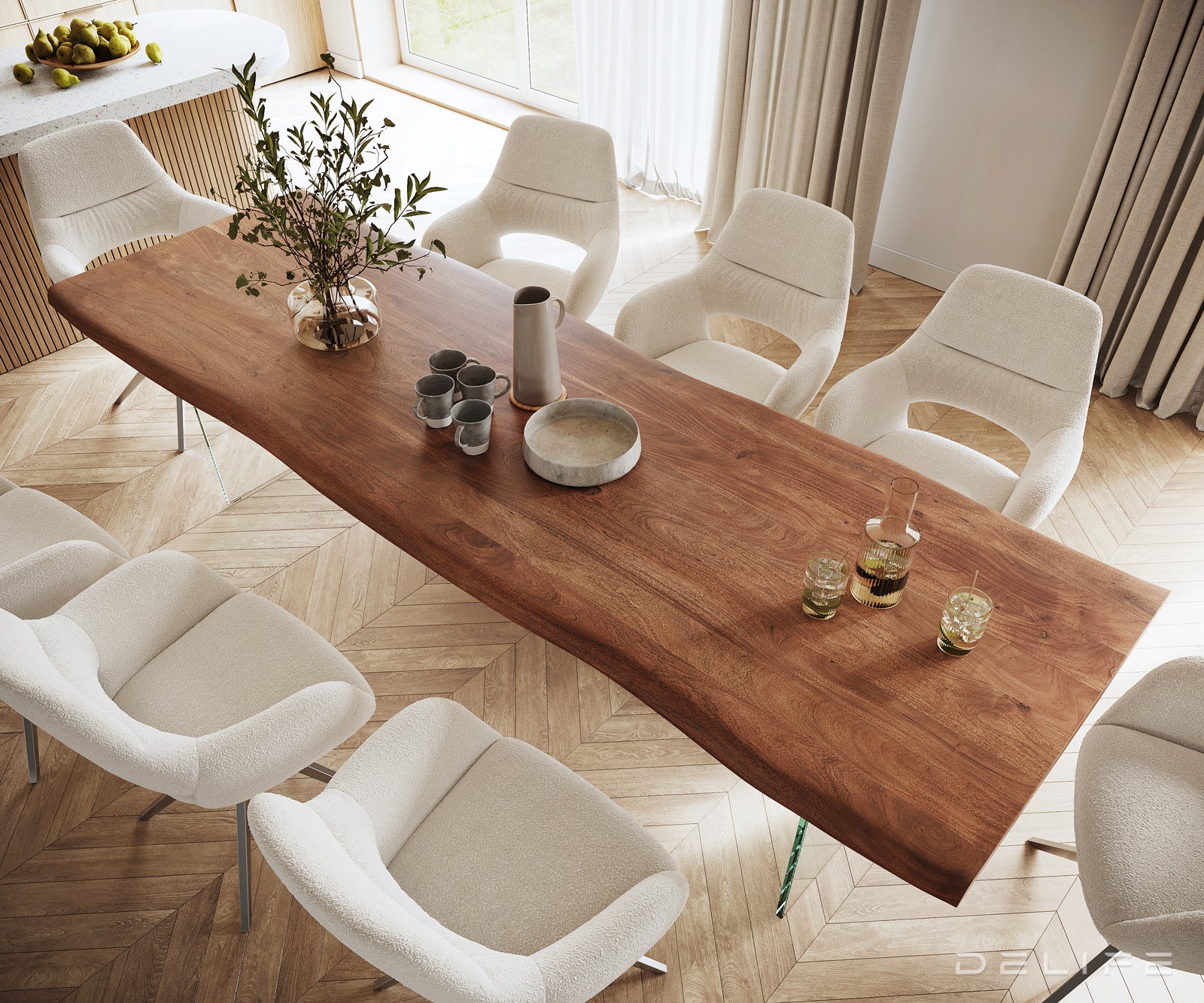 Blagovaonski stol Edge, Materijal: Bagrem, Debljina ploče: 5,5cm