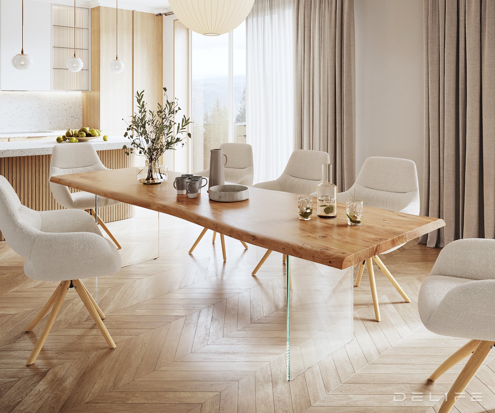 Blagovaonski stol Edge, Materijal: Bagrem, Debljina ploče: 5,5cm