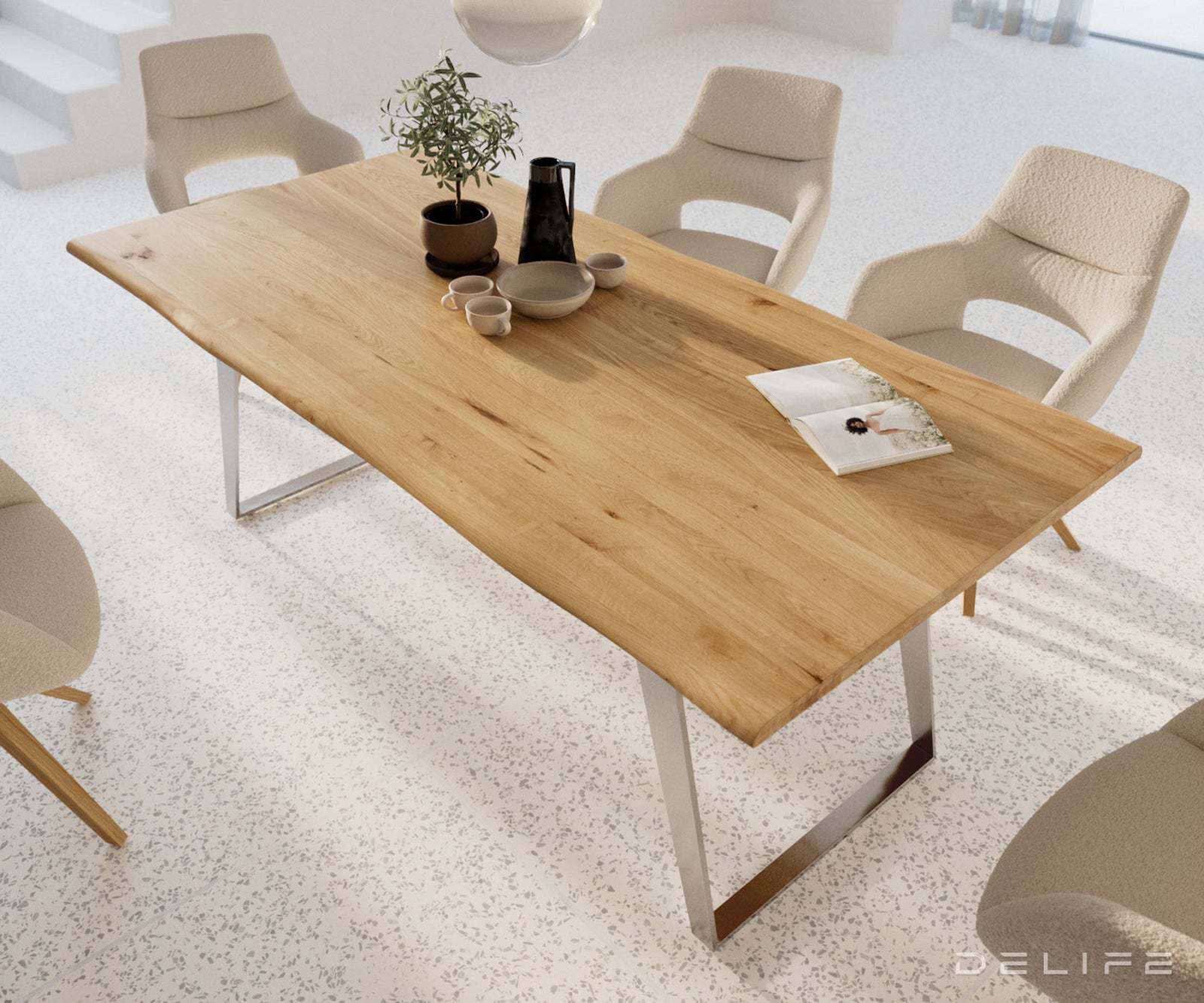 Blagovaonski stol Edge 200x100cm,  Materijal: Hrast, Debljina ploče: 3.2cm