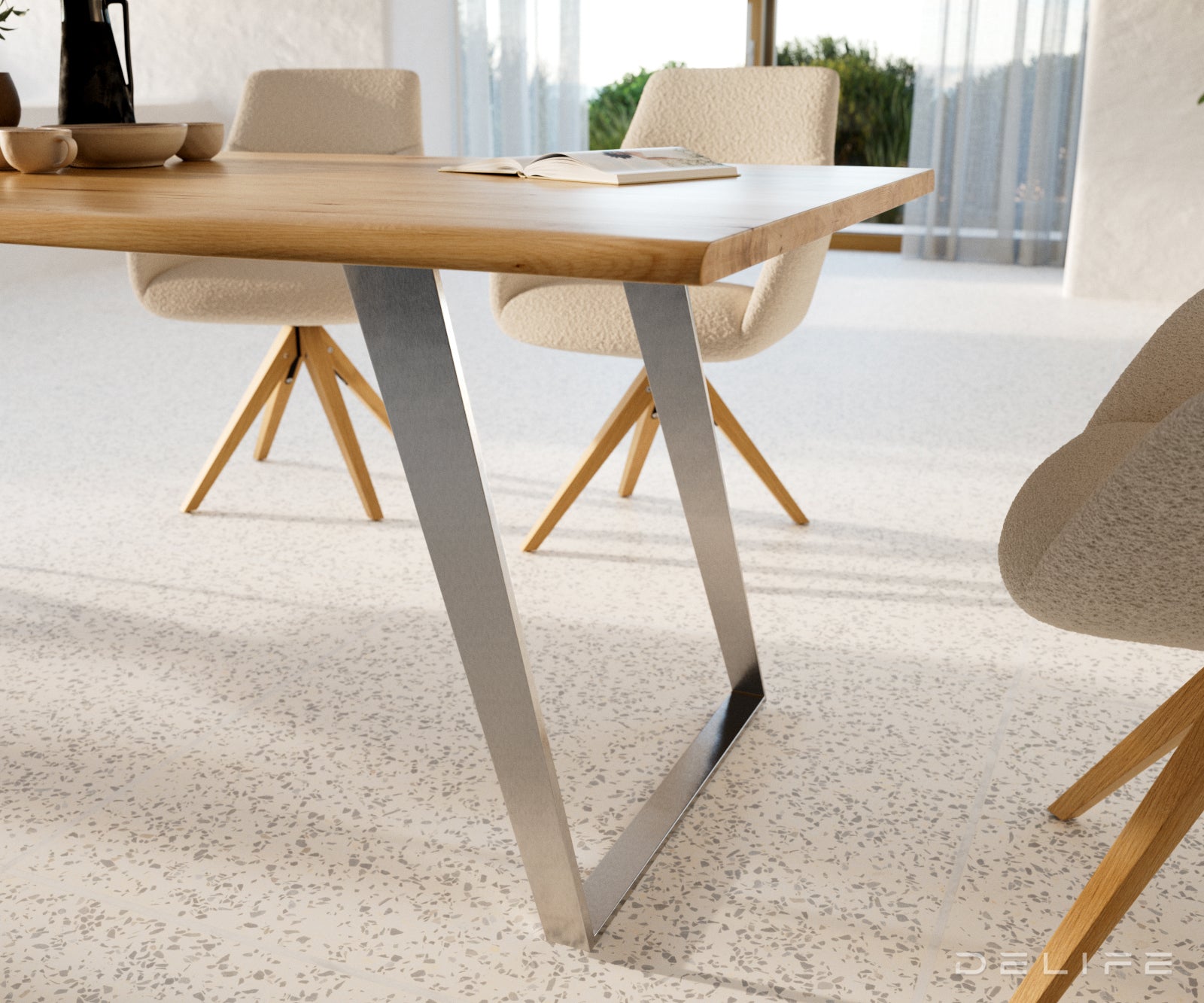 Blagovaonski stol Edge 200x100cm,  Materijal: Hrast, Debljina ploče: 3.2cm