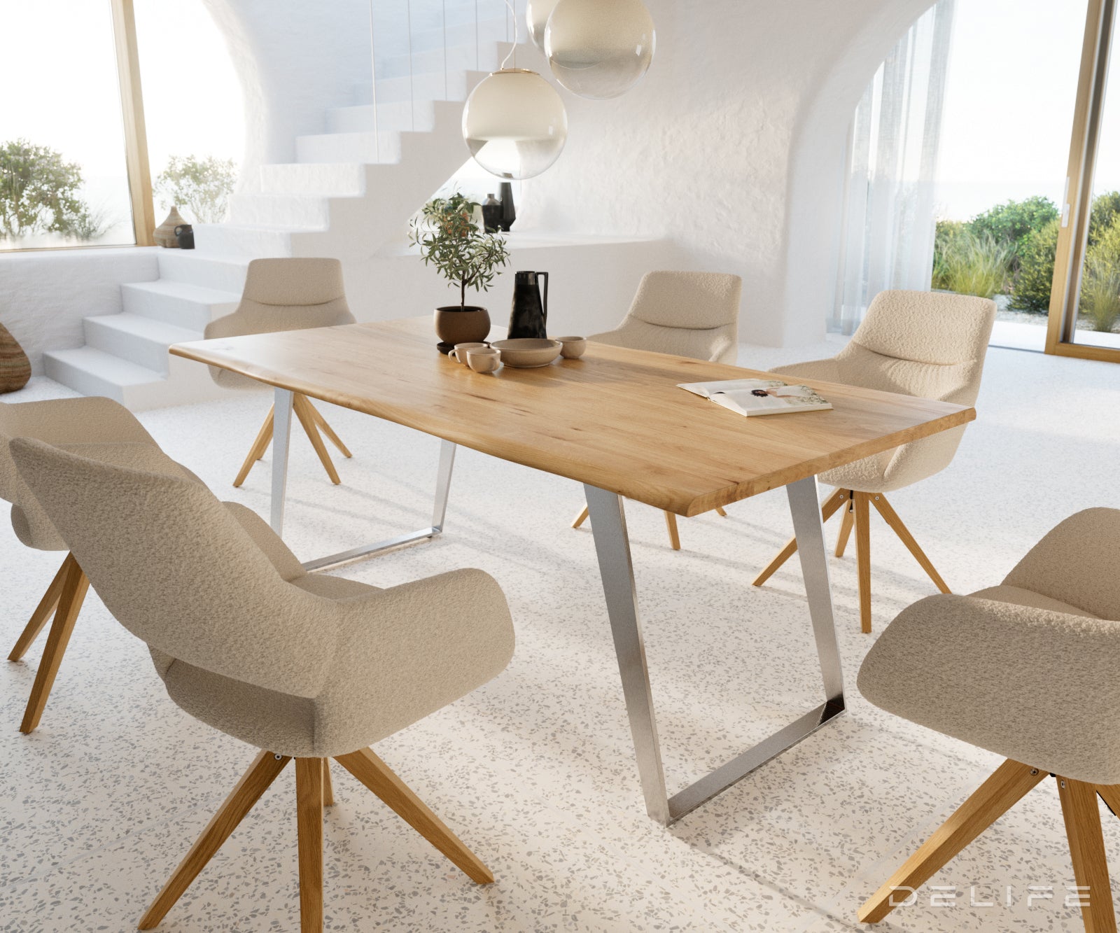 Blagovaonski stol Edge 200x100cm,  Materijal: Hrast, Debljina ploče: 3.2cm