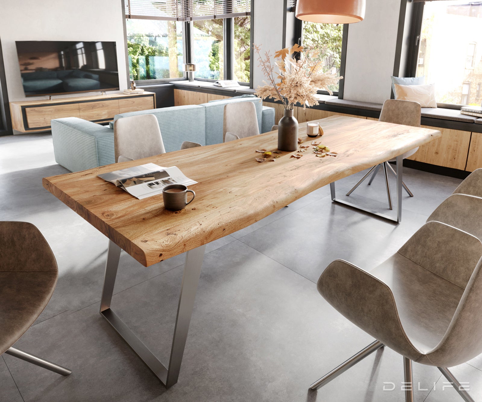 Blagovaonski stol Edge, Materijal: Bagrem, Debljina ploče: 5,5cm