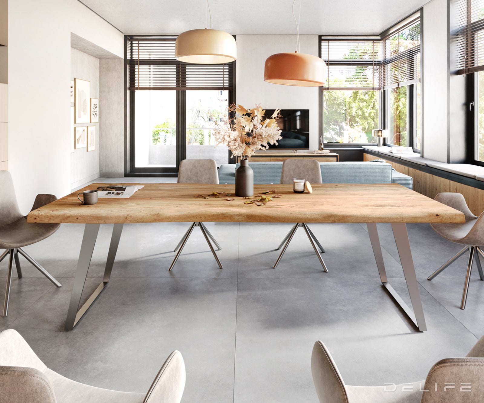 Blagovaonski stol Edge, Materijal: Bagrem, Debljina ploče: 5,5cm