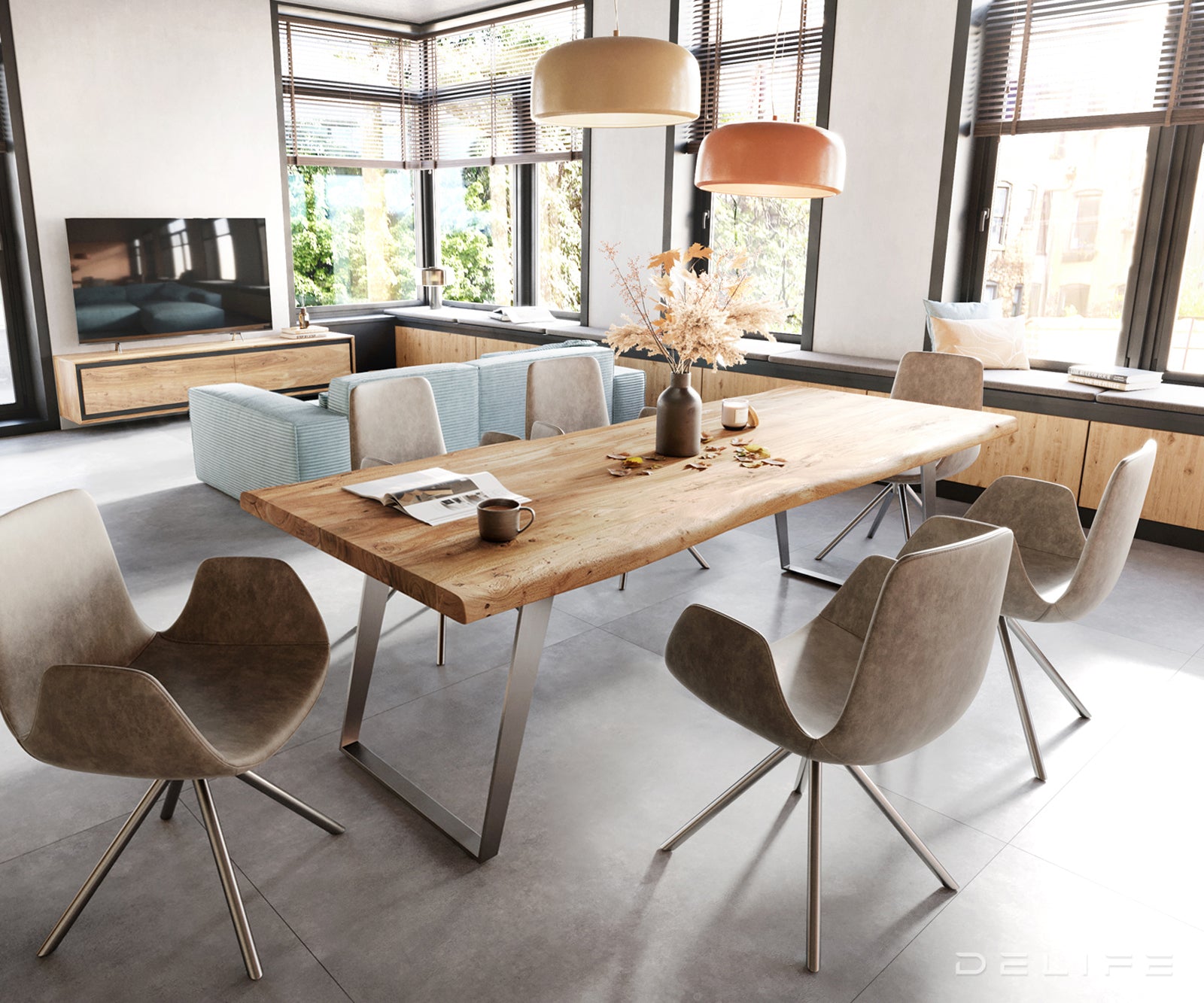 Blagovaonski stol Edge, Materijal: Bagrem, Debljina ploče: 5,5cm