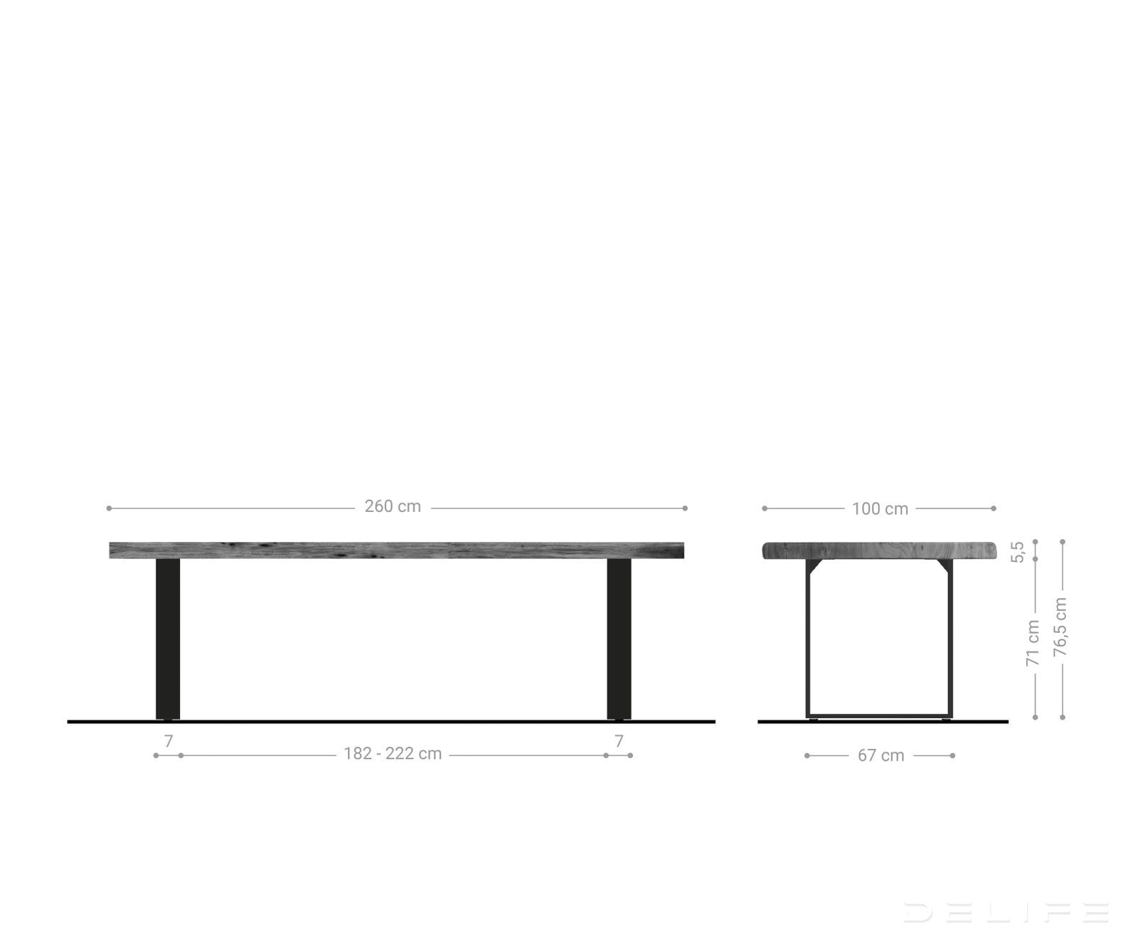 Blagovaonski stol Edge, Materijal: Bagrem, Debljina ploče: 5,5cm