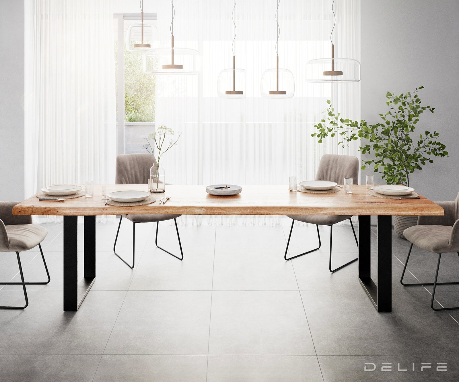 Blagovaonski stol Edge, Materijal: Bagrem, Debljina ploče: 5,5cm