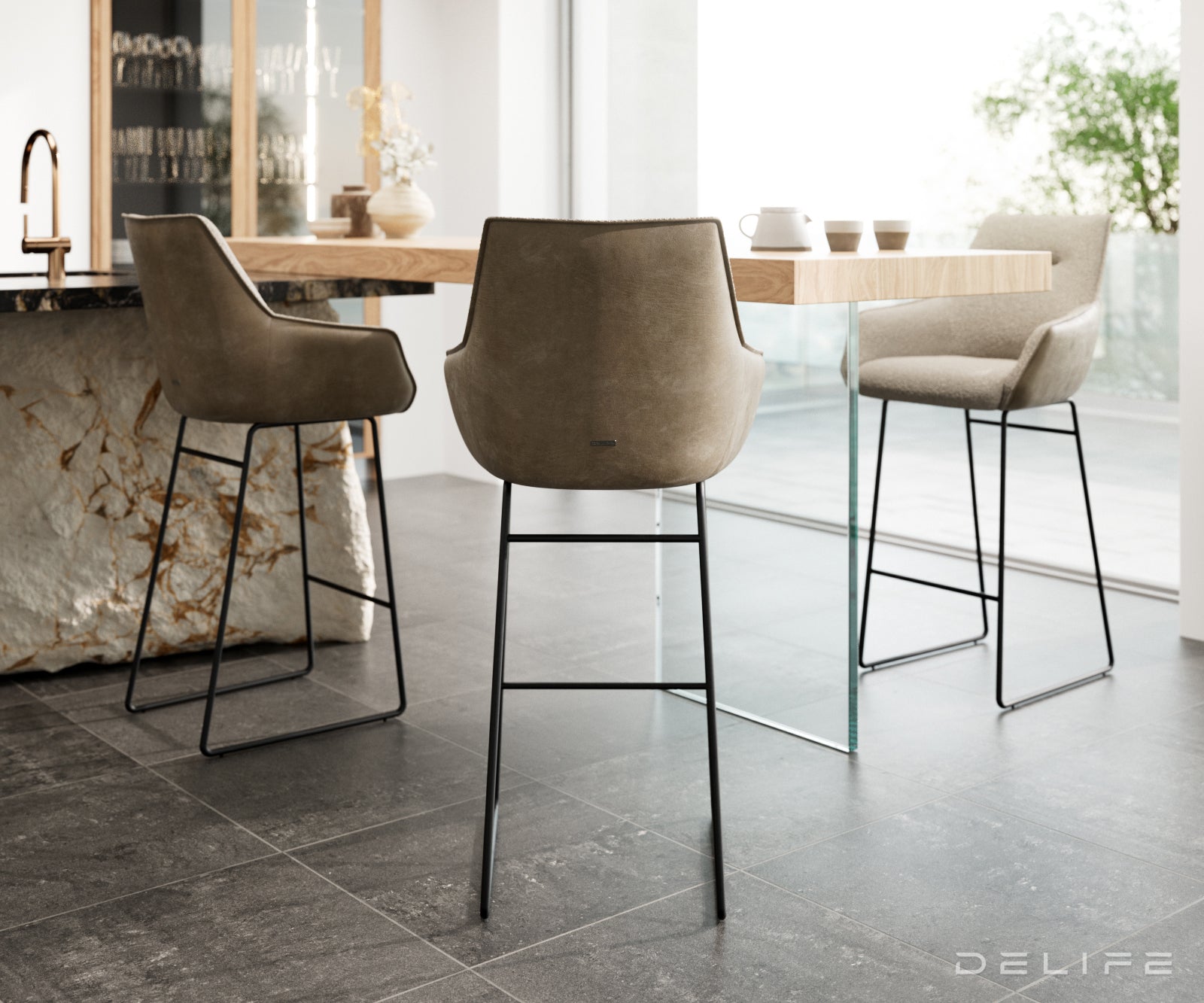 Barska stolica Alja Flex, Materijal: Mikrofibra/Boucle