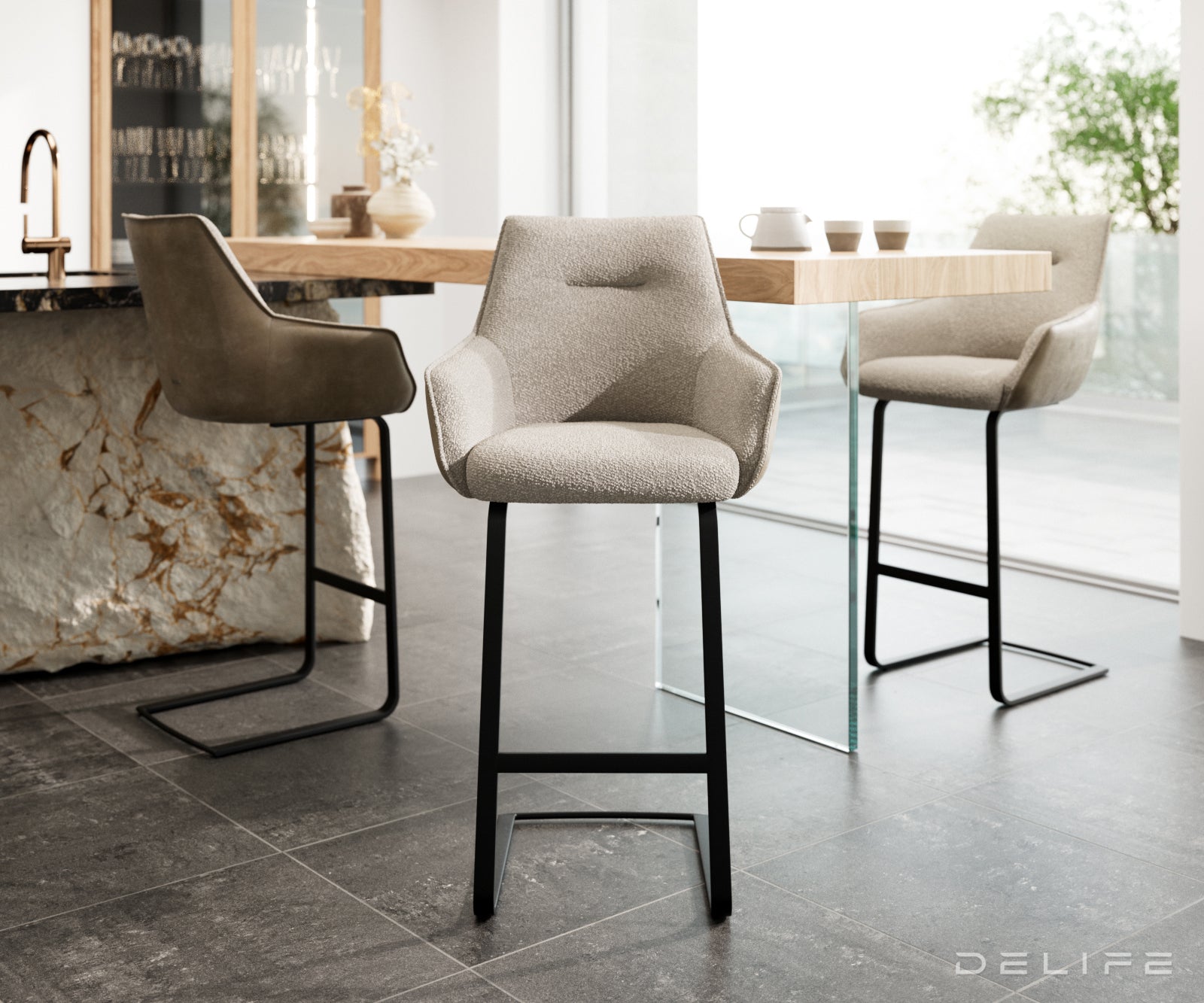 Barska stolica Alja Flex, Materijal: Mikrofibra/Boucle