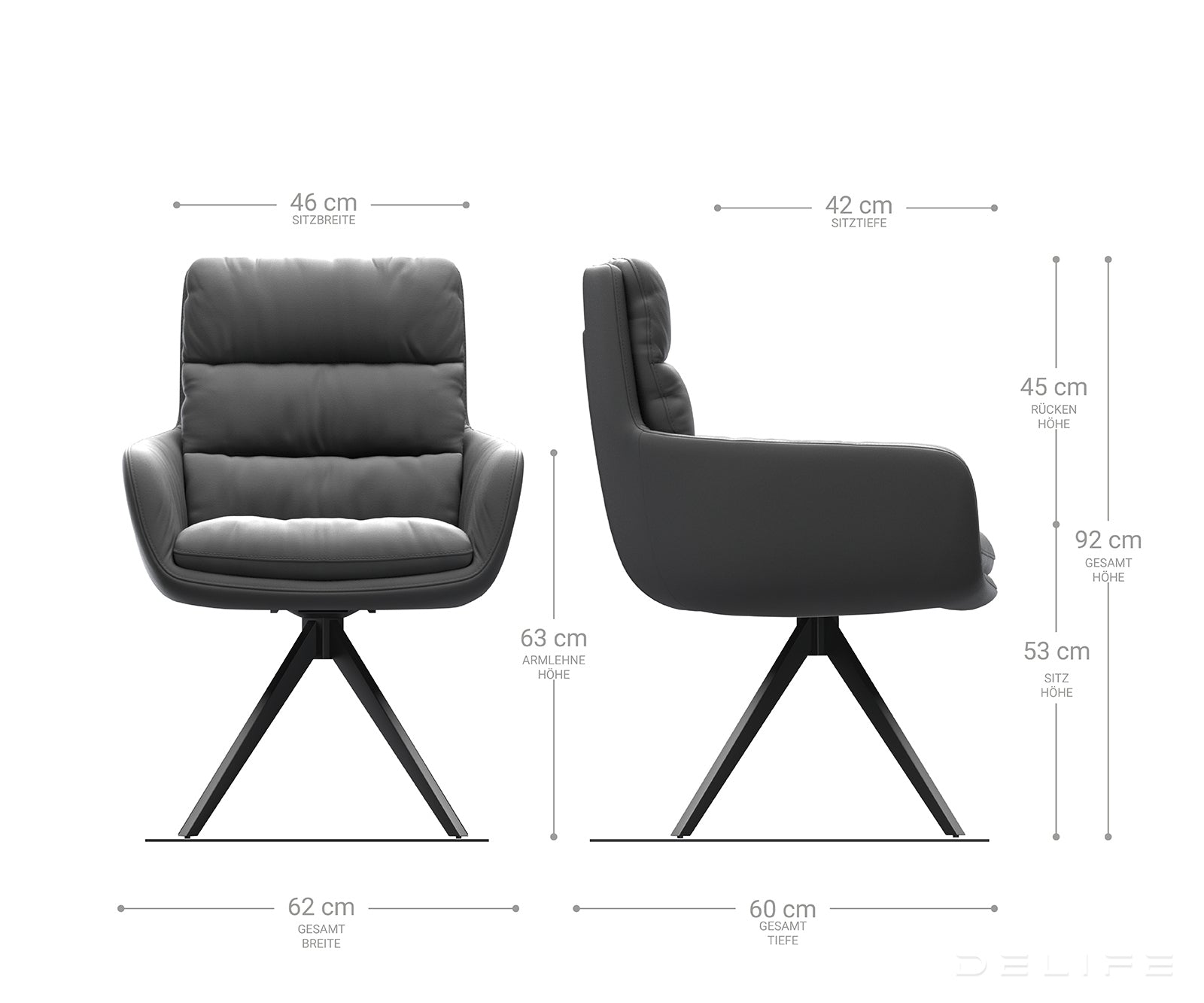 Blagovaonska stolica Abelia s rukonaslonom, Materijal: Boucle