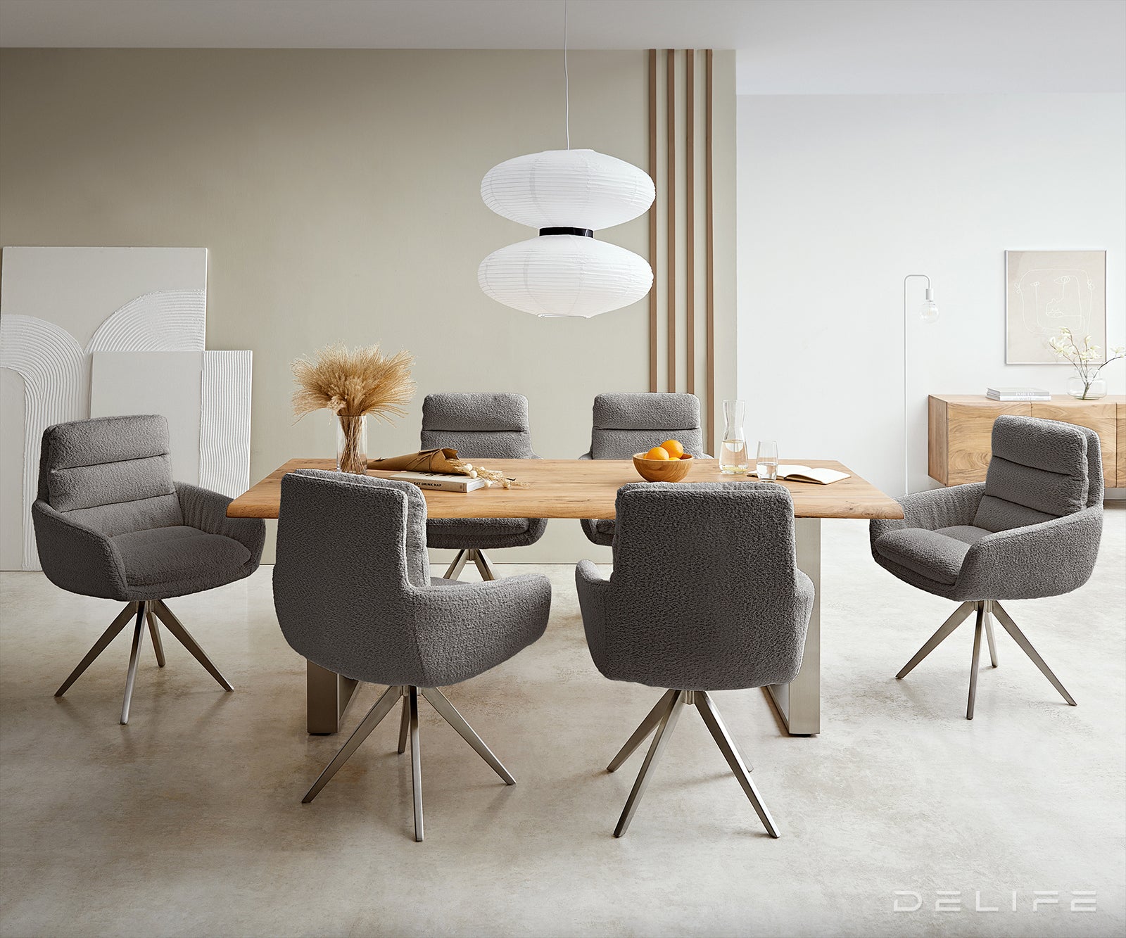 Blagovaonska stolica Abelia s rukonaslonom, Materijal: Boucle