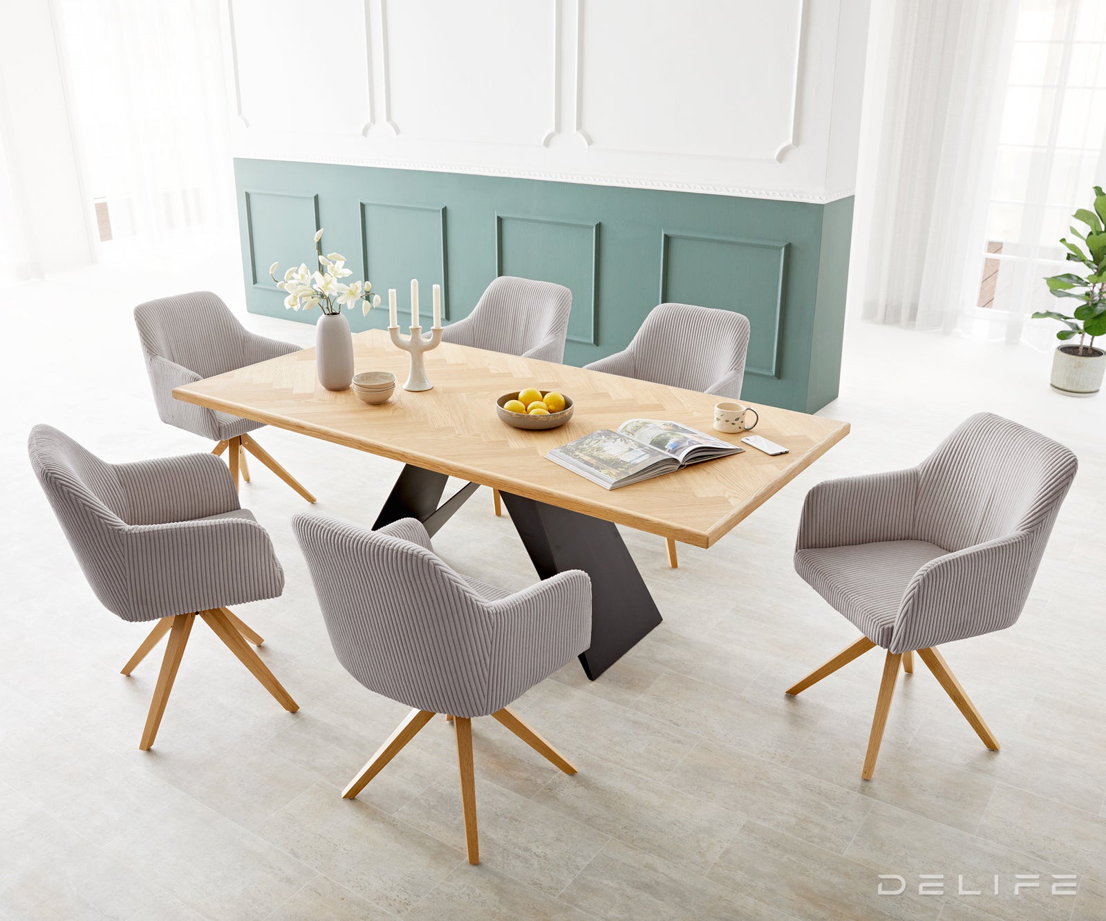 Blagovaonska stolica Greg, Materijal: Rebrasta tkanina