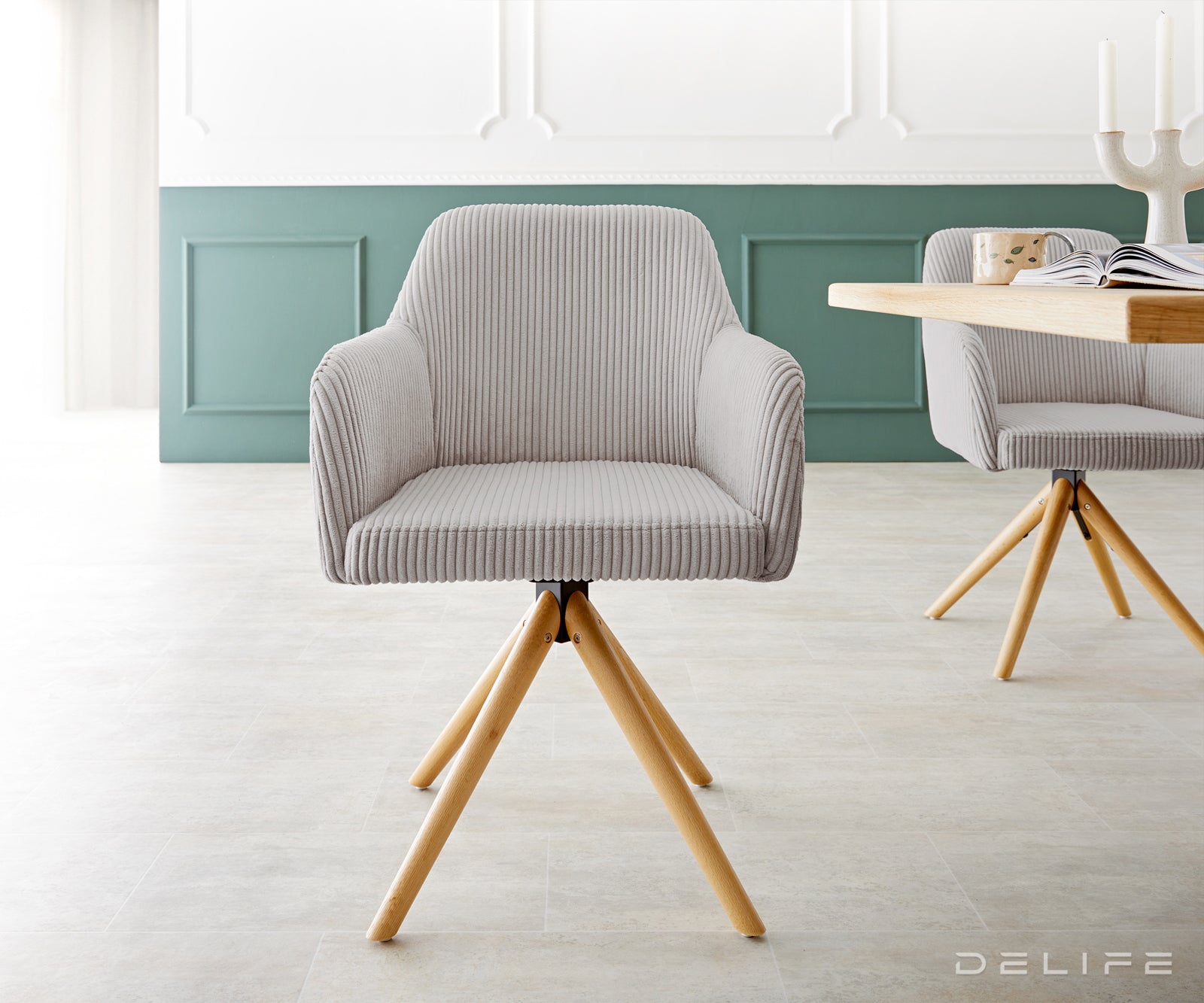 Blagovaonska stolica Greg, Materijal: Rebrasta tkanina