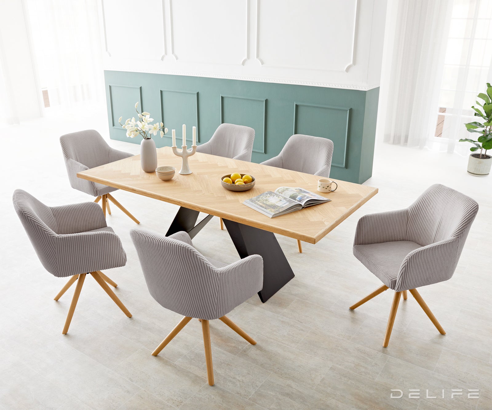 Blagovaonska stolica Greg, Materijal: Rebrasta tkanina