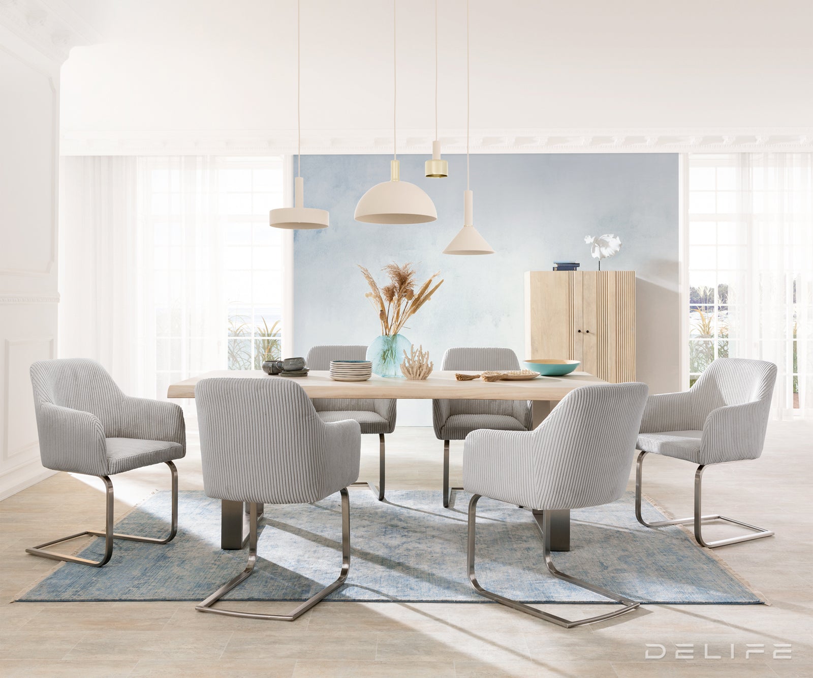 Blagovaonska stolica Greg, Materijal: Rebrasta tkanina