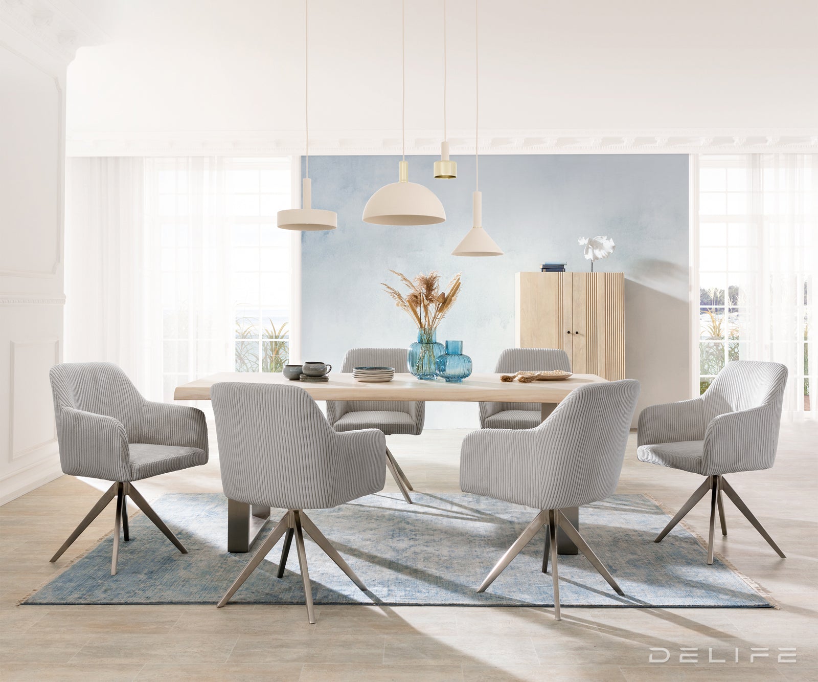 Blagovaonska stolica Greg, Materijal: Rebrasta tkanina