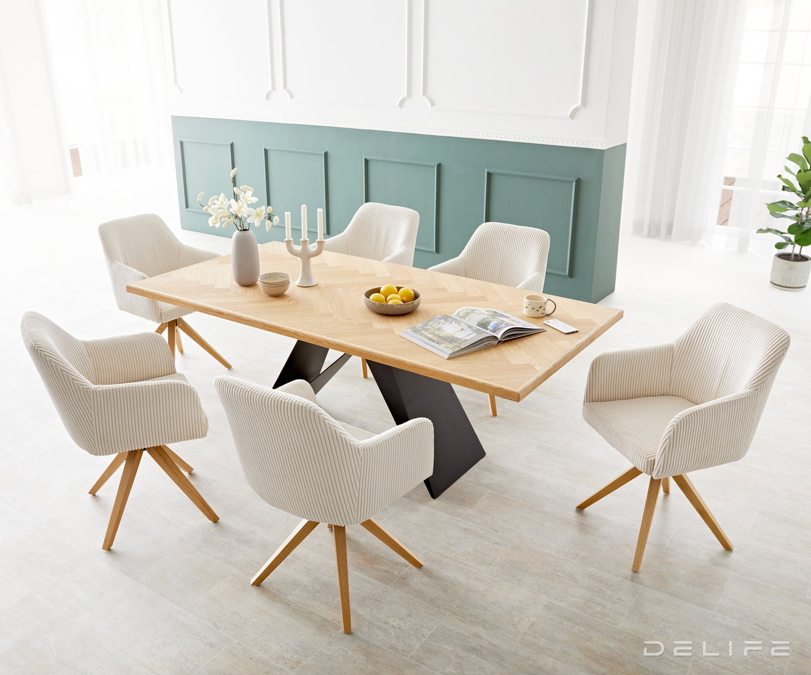 Blagovaonska stolica Greg, Materijal: Rebrasta tkanina