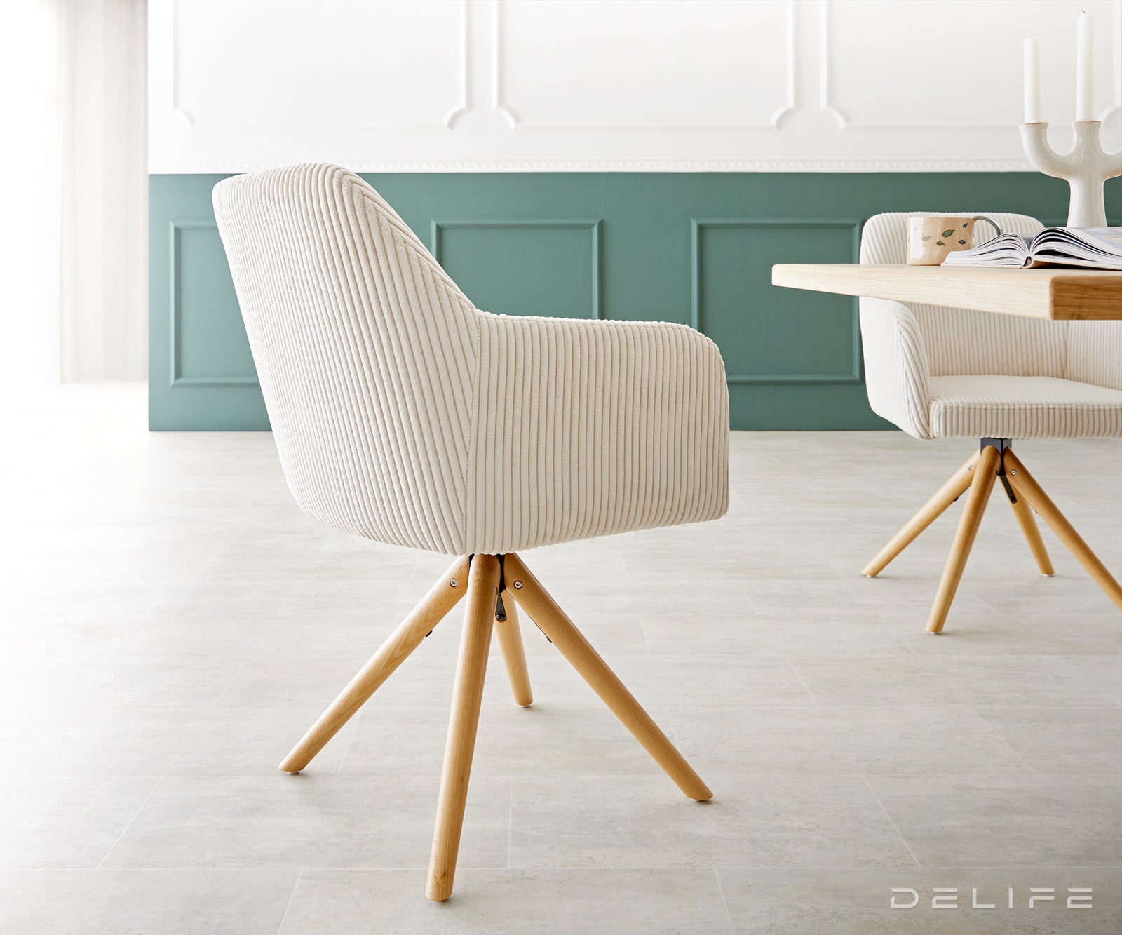 Blagovaonska stolica Greg, Materijal: Rebrasta tkanina