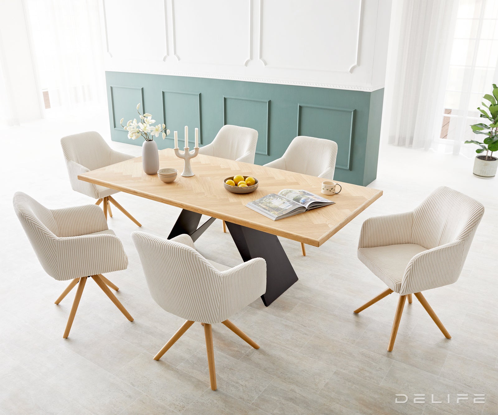 Blagovaonska stolica Greg, Materijal: Rebrasta tkanina