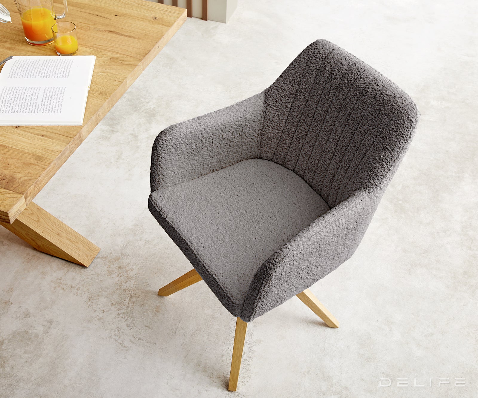 Blagovaonska stolica Greg, Materijal: Boucle