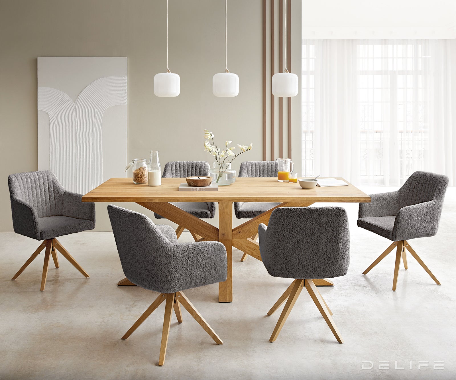 Blagovaonska stolica Greg, Materijal: Boucle