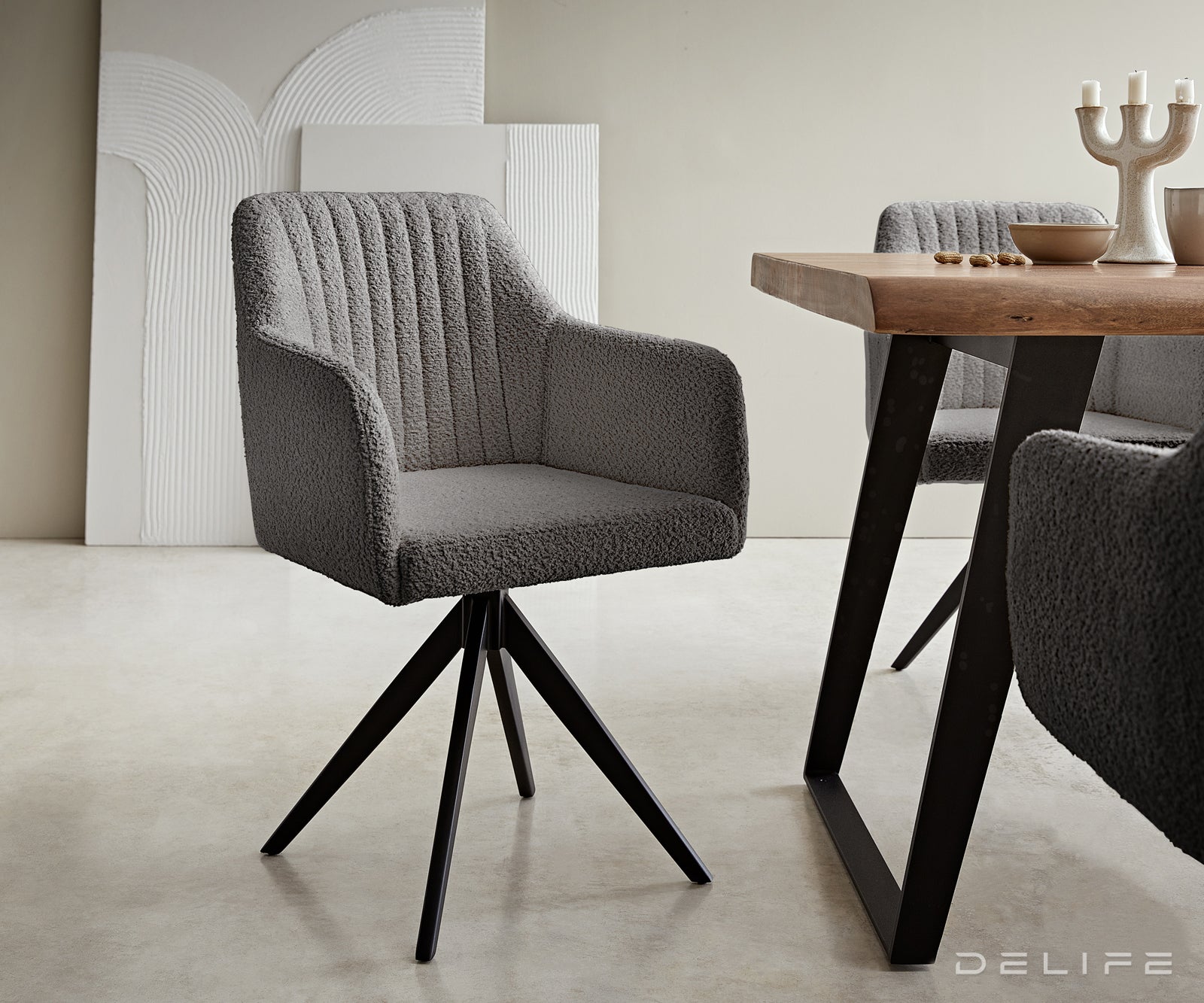 Blagovaonska stolica Greg, Materijal: Boucle