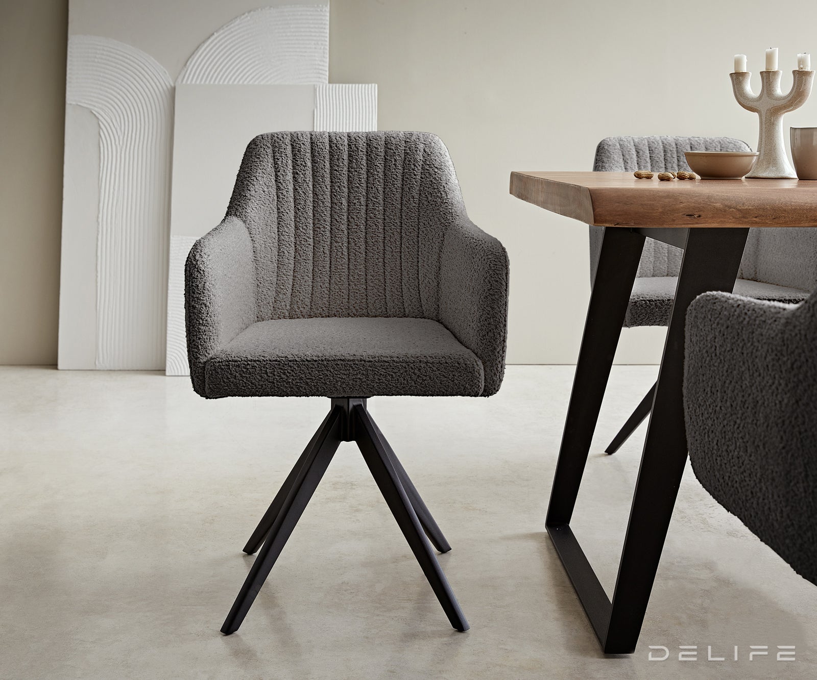 Blagovaonska stolica Greg, Materijal: Boucle