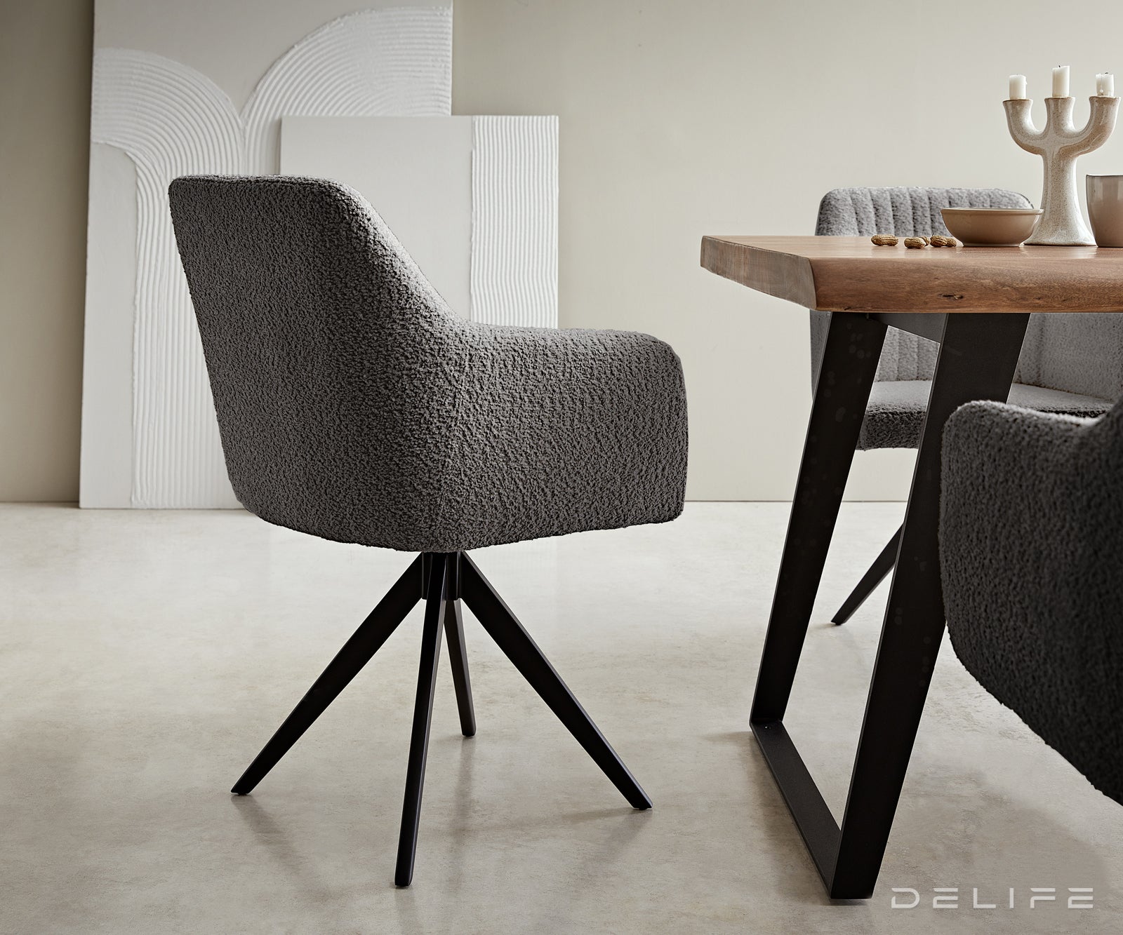 Blagovaonska stolica Greg, Materijal: Boucle