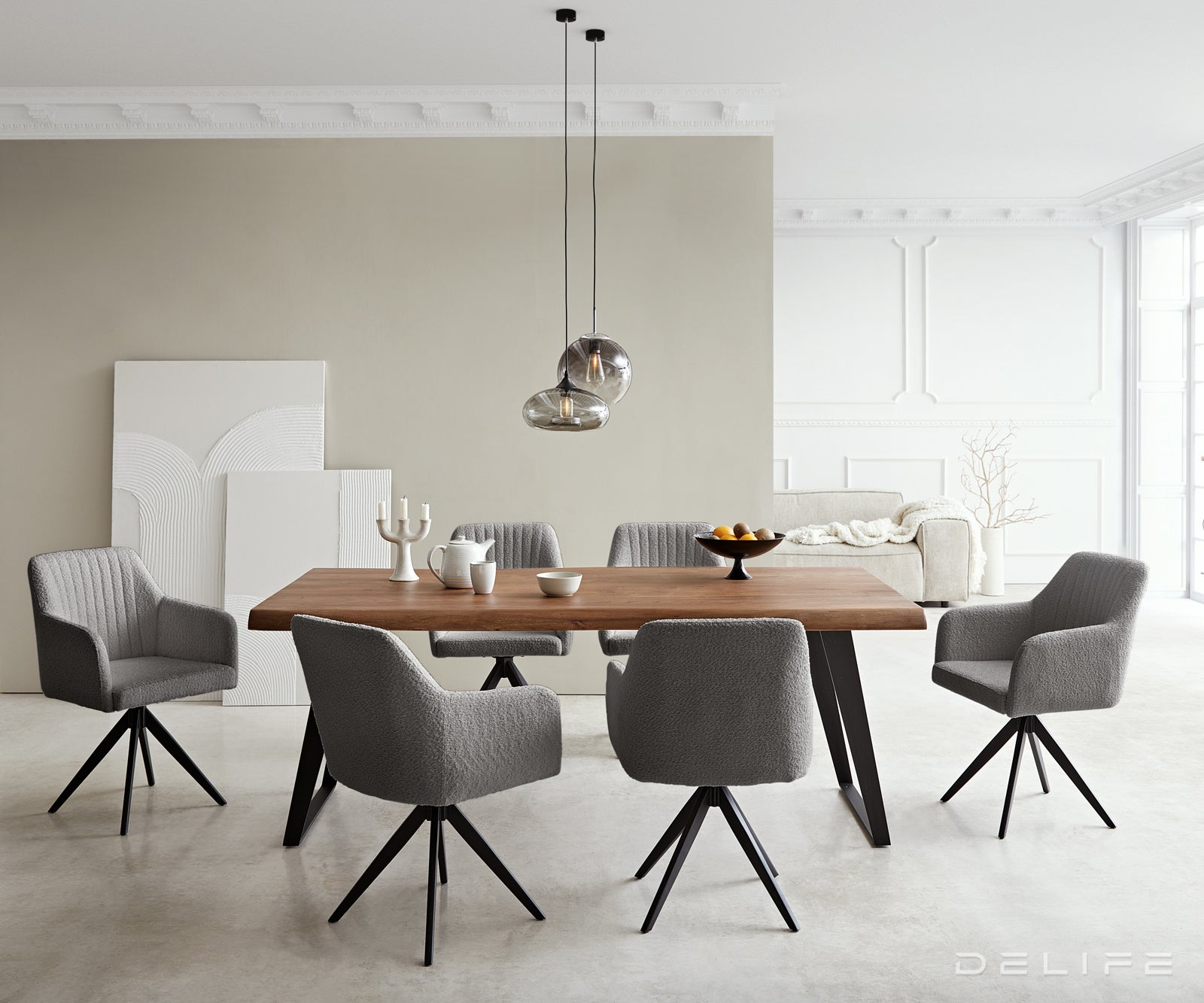 Blagovaonska stolica Greg, Materijal: Boucle