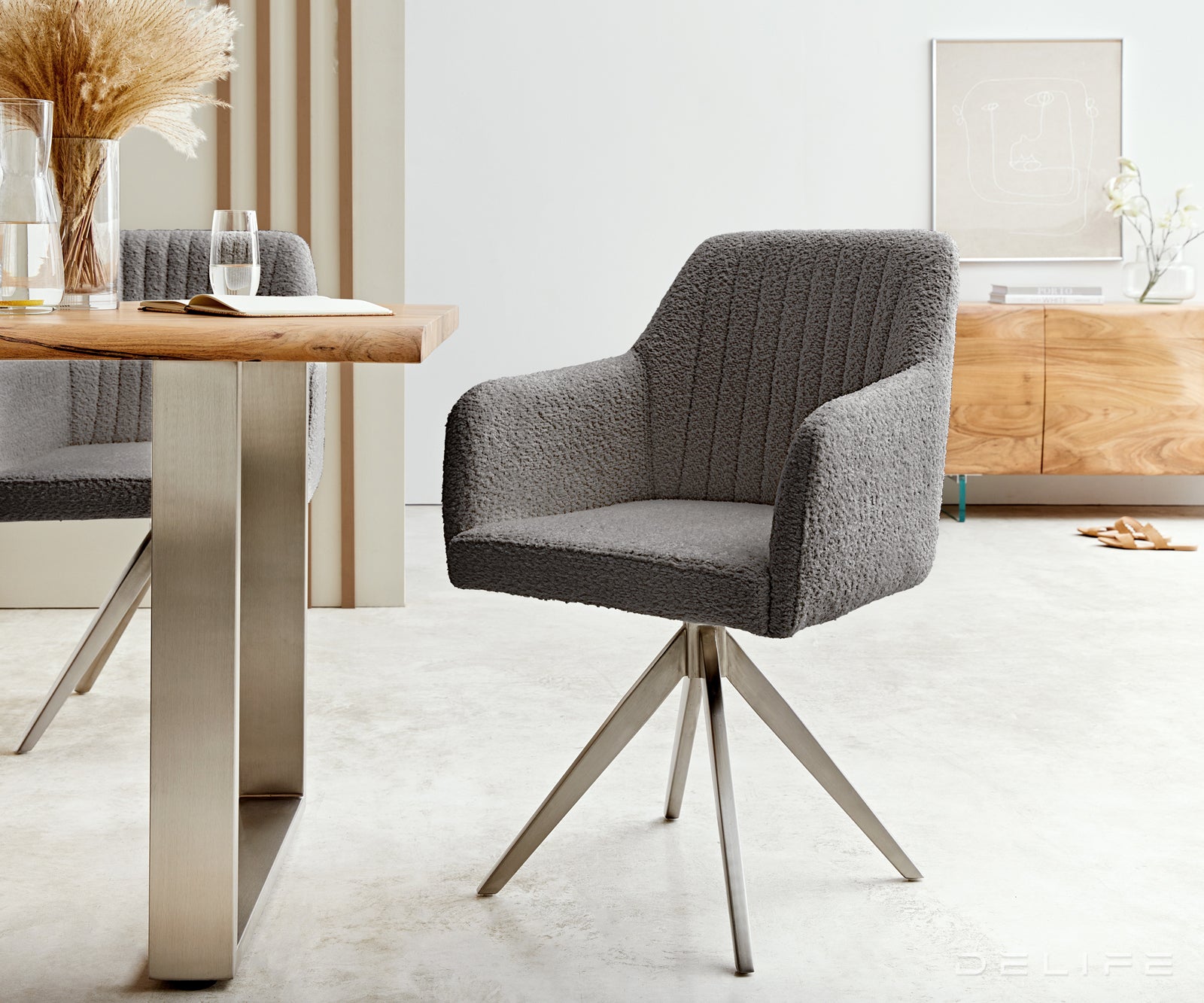 Blagovaonska stolica Greg, Materijal: Boucle