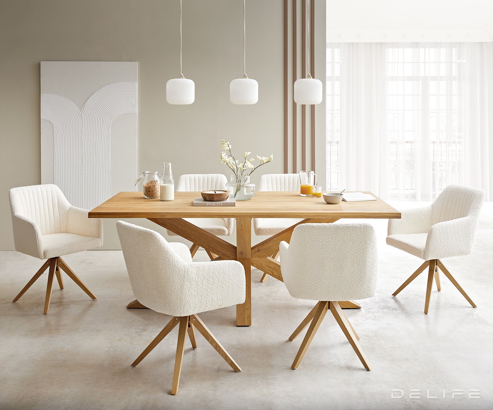 Blagovaonska stolica Greg, Materijal: Boucle