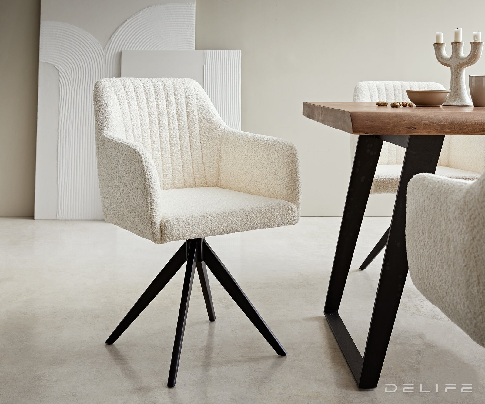 Blagovaonska stolica Greg, Materijal: Boucle